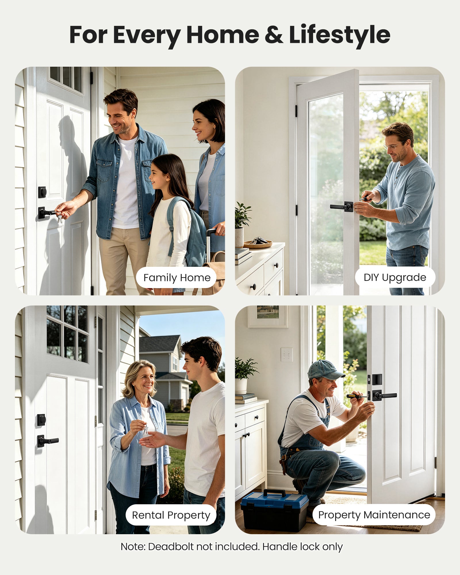 Veise LY01 Square Keyed Entry Door Lever, Door Handle with Lock