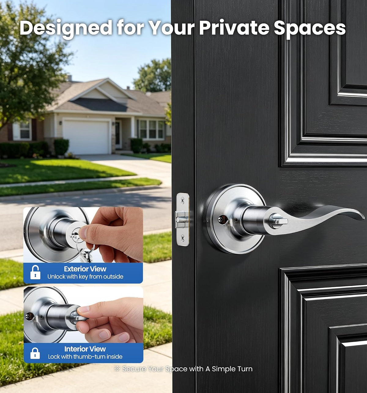 H01-C Entry Door Lever #Color_Satin Nickel