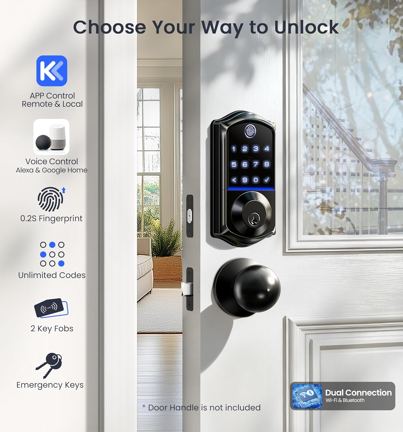 Veise VE017G Wi-Fi Smart Door Lock with Fingerprint