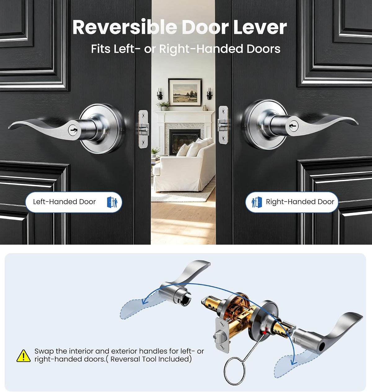H01-C Entry Door Lever #Color_Satin Nickel