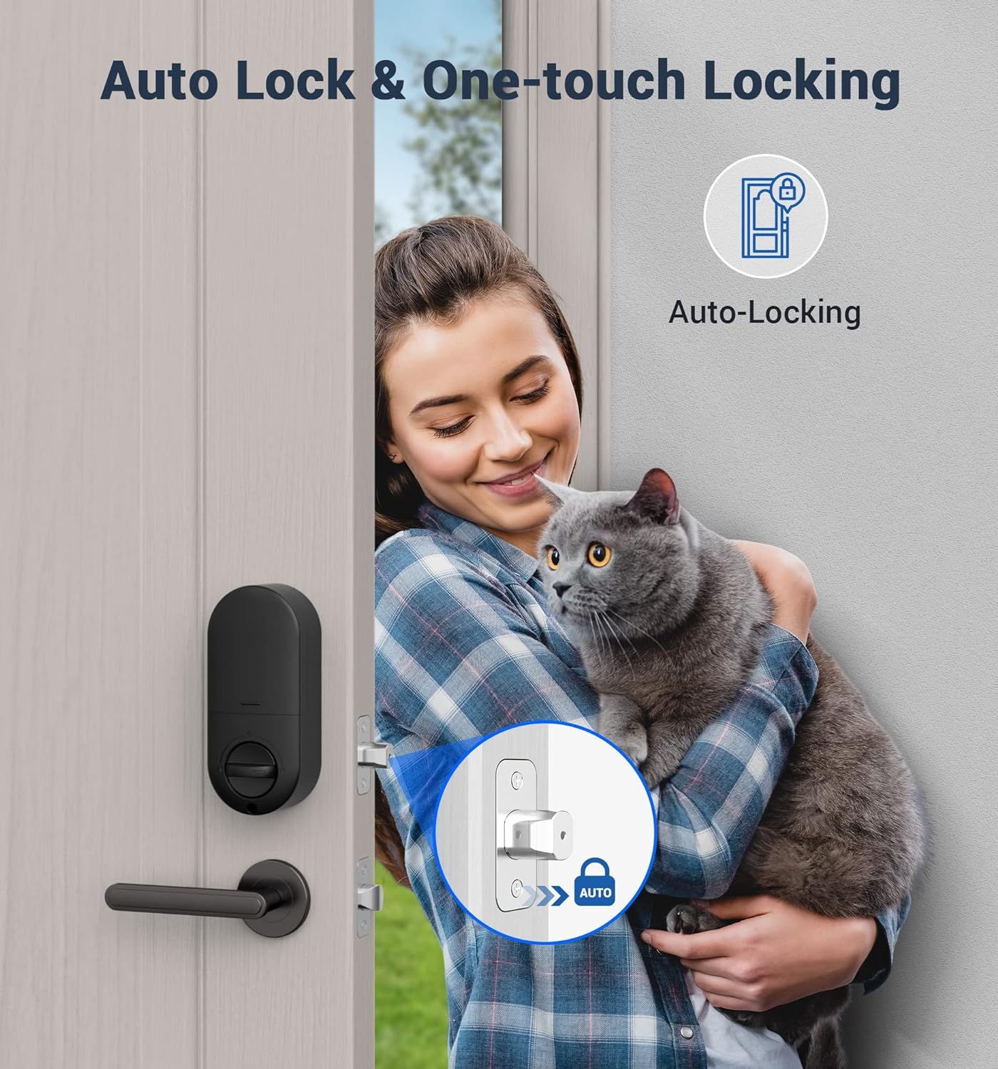 Veise RZ02A Fingerprint Door Lock, Keyless Entry Lock Keypad Deadbolt with 20 Fingerprint, Anti Peeping Password, Auto Keyed Entry, Smart Locks for Front Door, Easy Install