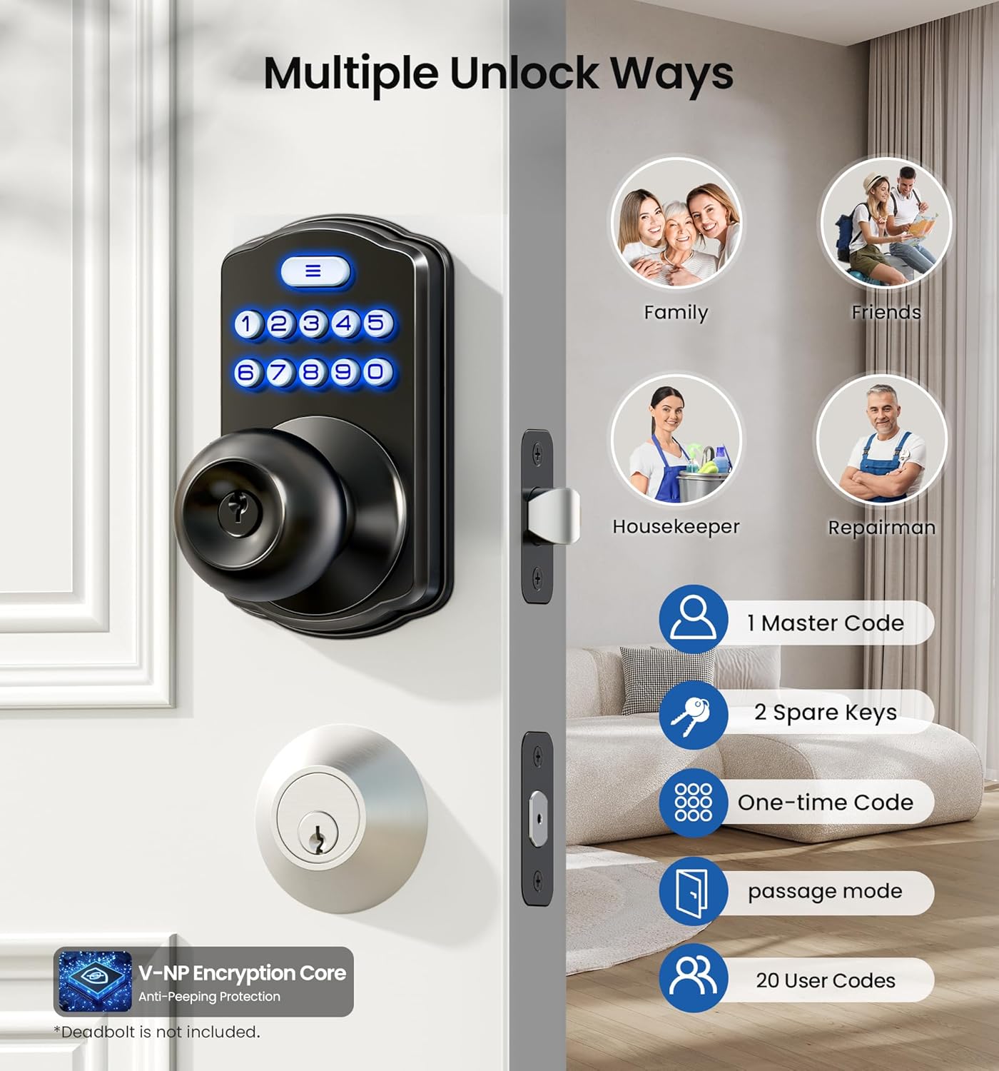 Veise KS03 Keypad Door Knob Lock