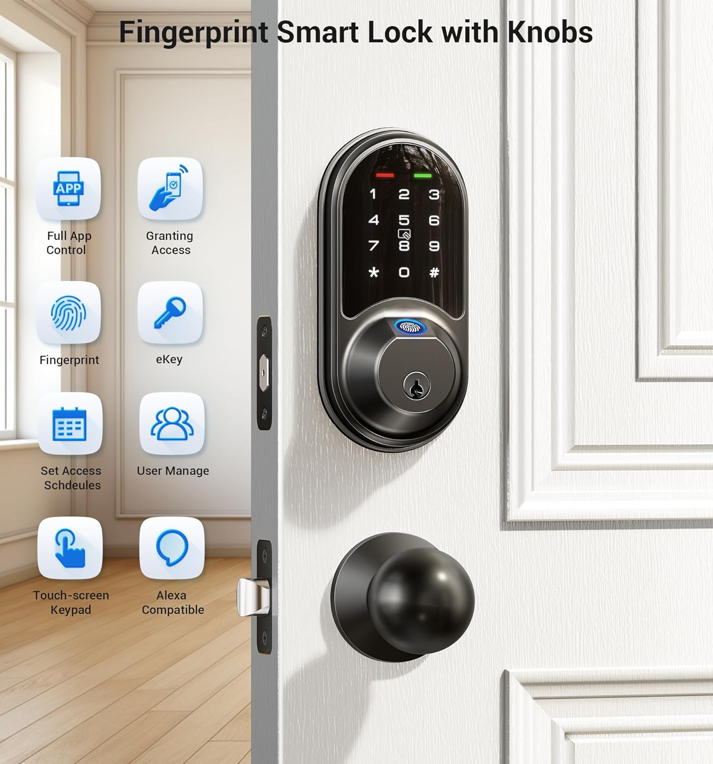 VEISE RZ07C Fingerprint Smart Lock with Knobs