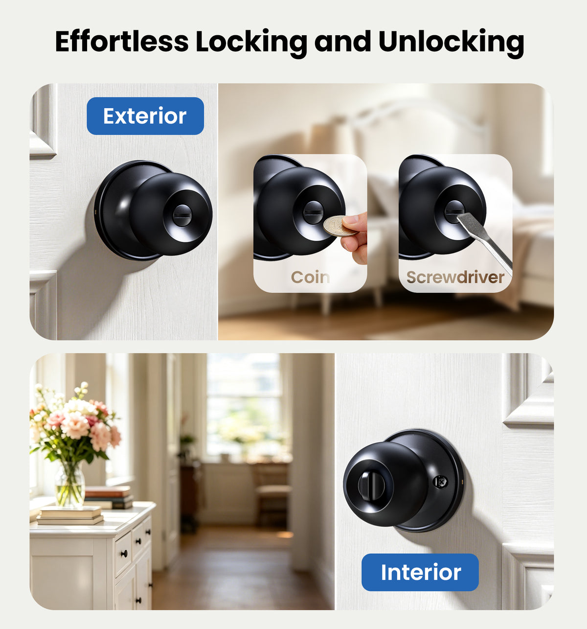 KF10 Privacy Door Knobs Set #Color_Matte Black