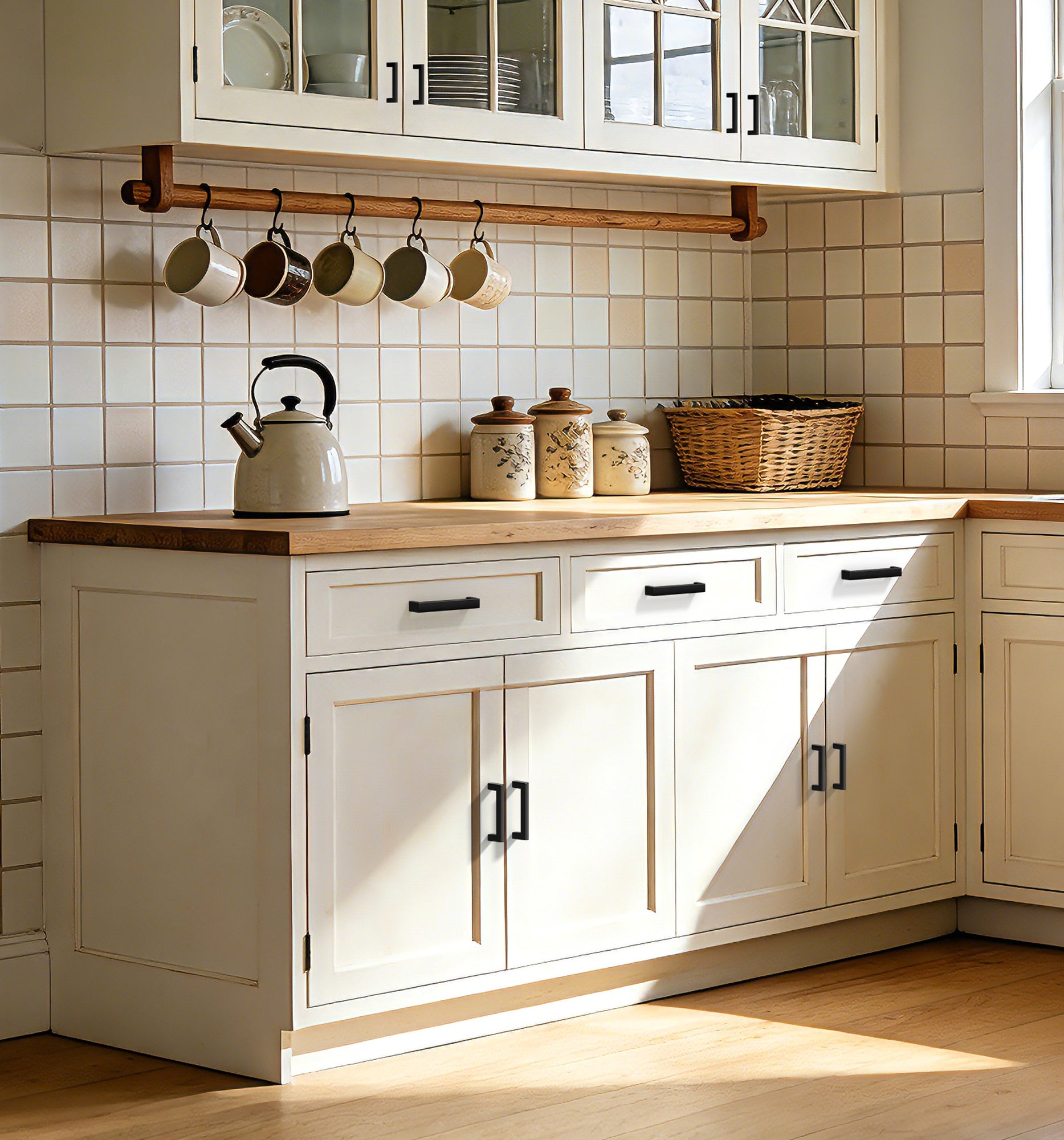 Veise DHZN 5Inch  Kitchen Square Cabinet Handles Matte Black Pulls