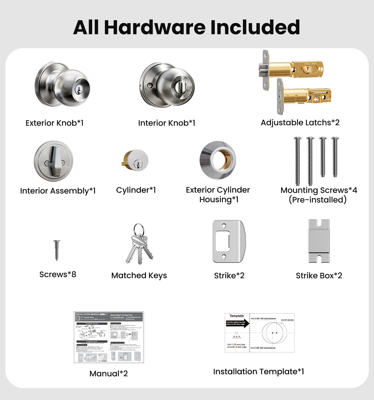 DK01 Door Knob and Deadbolt Lock Set #Color_Satin Nickel