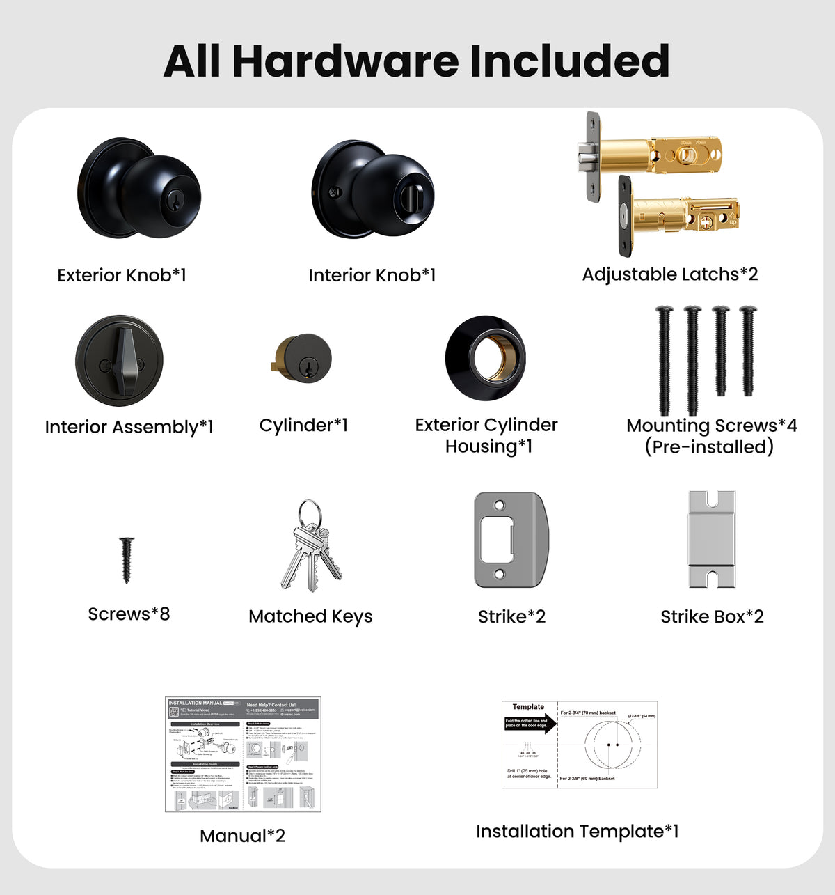 DK01 Door Knob and Deadbolt Lock Set #Color_Matte Black