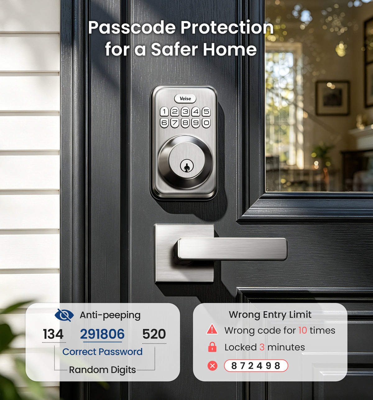 DK01-B Keyless Entry Deadbolt Lock with Handle Set #Color_Satin Nickel