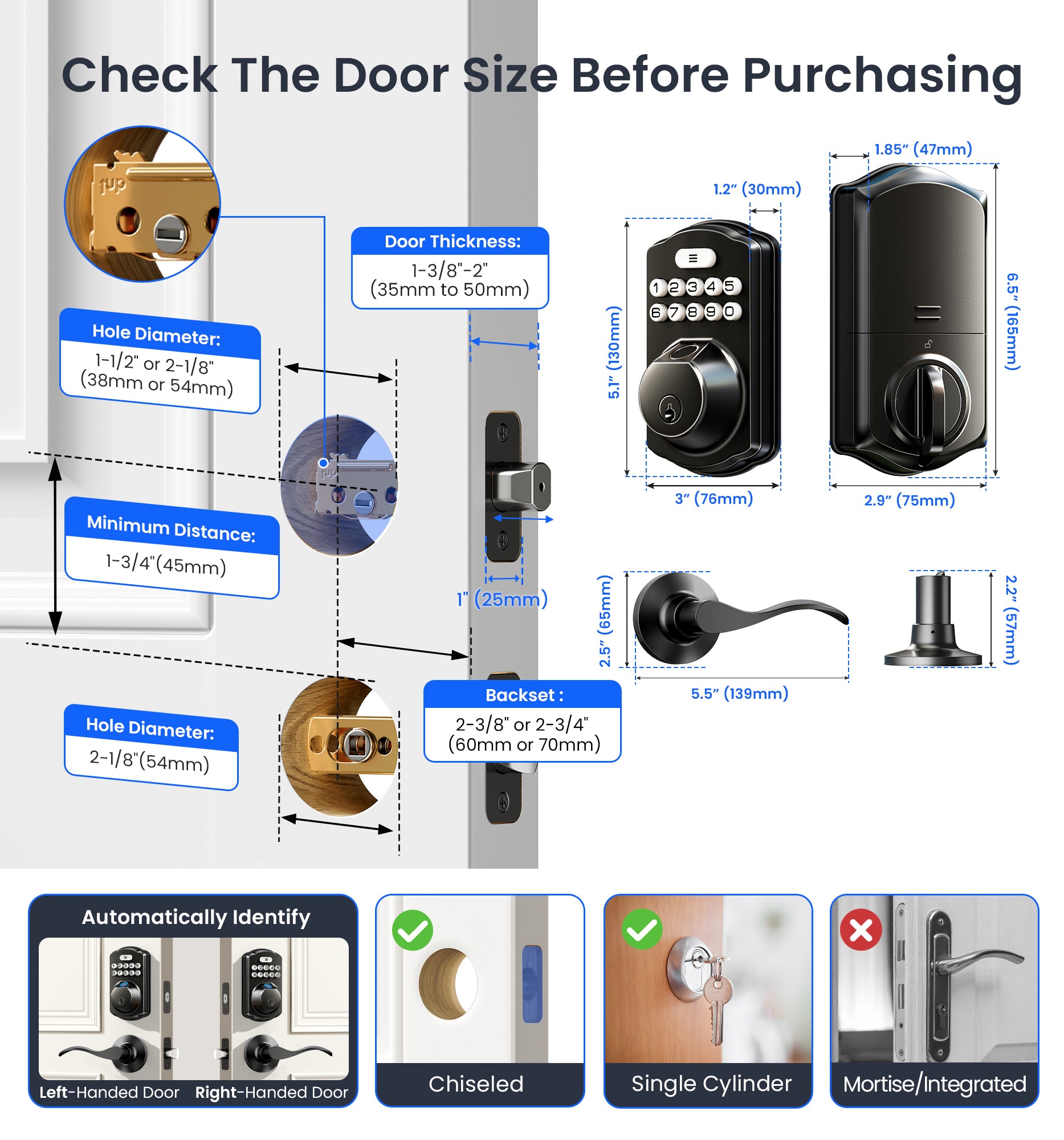 Veise VE012W-B Wi-Fi Smart Fingerprint Smart Lock