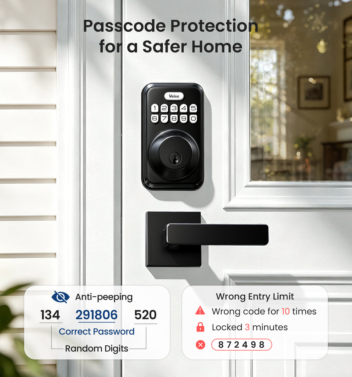 DK01-B Keyless Entry Deadbolt Lock with Handle Set #Color_Matte Black