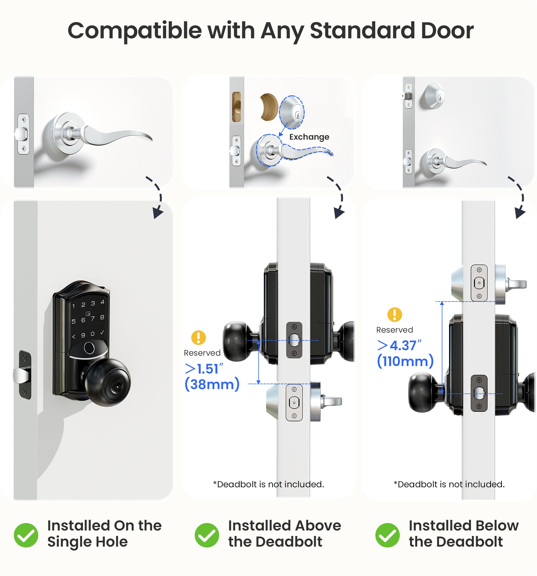 Veise VE028 Built-in Wi-Fi Smart Lock with Knob