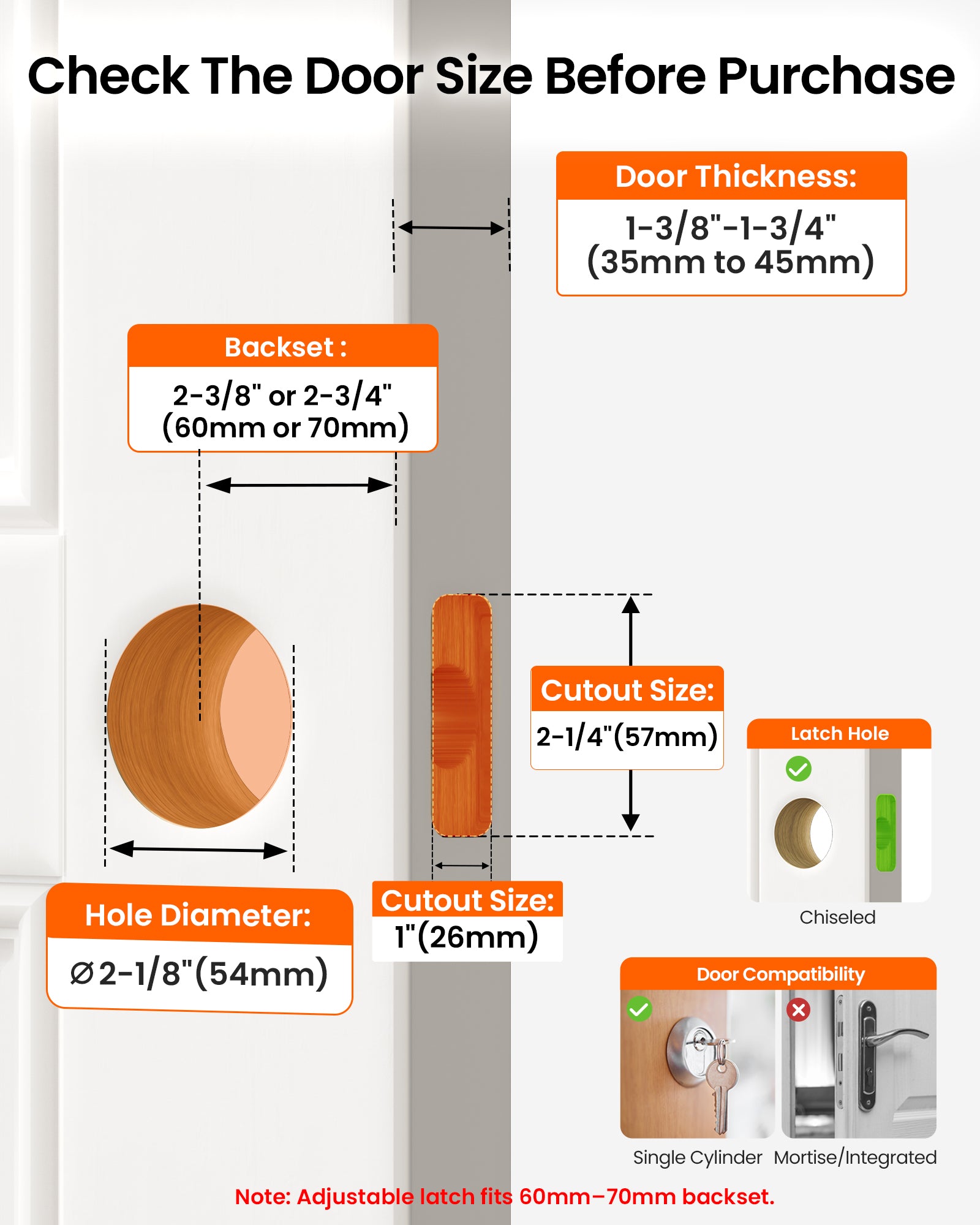 Veise LY01 Square Keyed Entry Door Lever, Door Handle with Lock