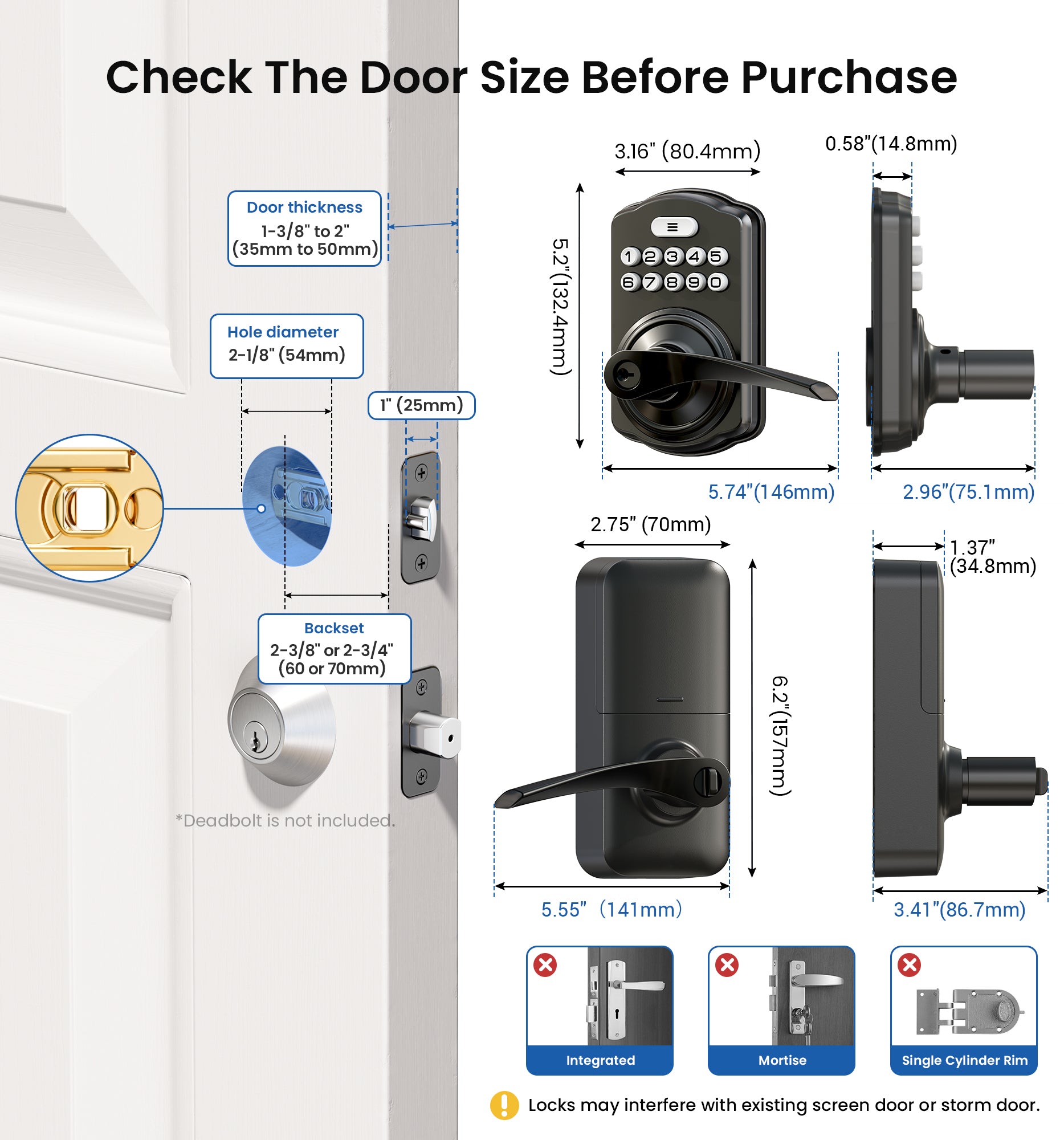 Veise KS04 Keypad Door Lock with Handle