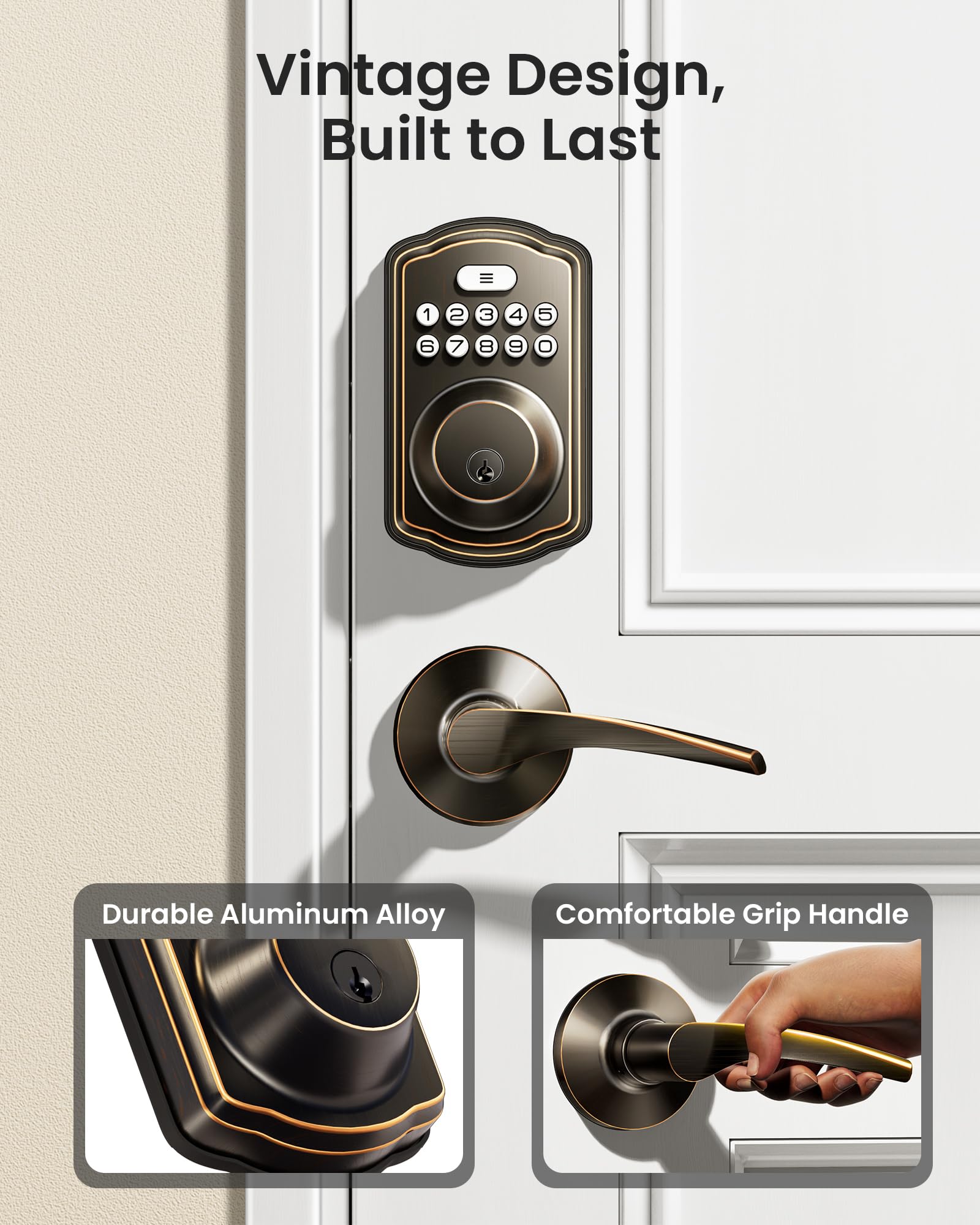 Veise KS01B Keypad Deadbolt Lock with 2 Lever Handles