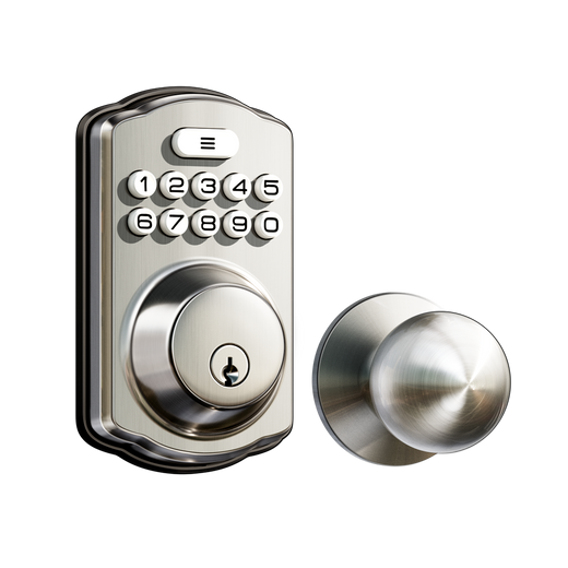Veise KS01C Keypad Deadbolt Lock with Knobs #Color_Satin Nickel