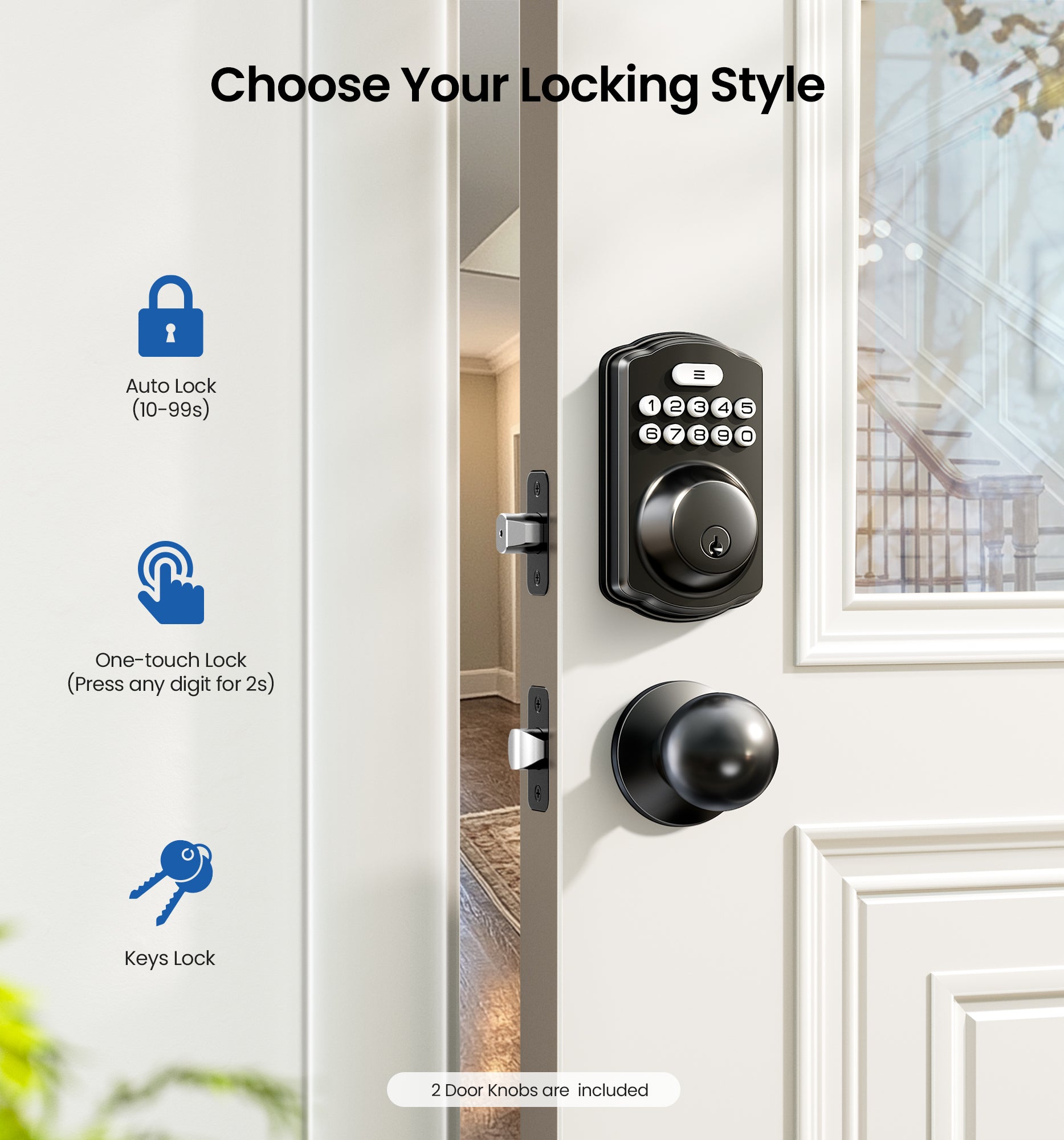 ココスヤシK1 Veise KS01C Keypad Deadbolt Lock with Knobs