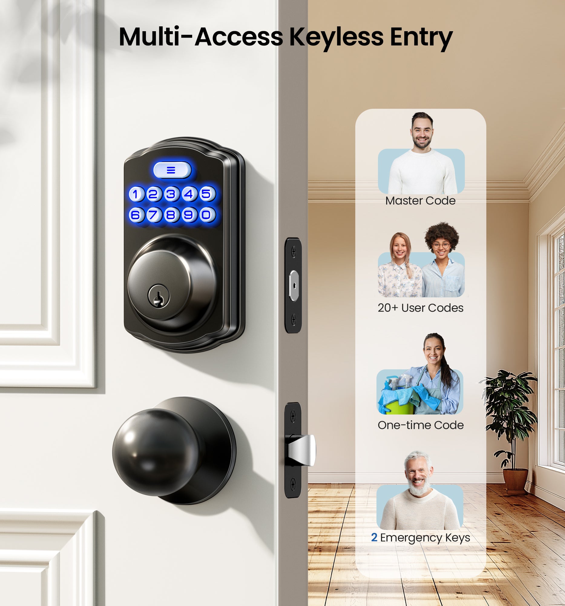 Veise KS01C Keypad Deadbolt Lock with Knobs