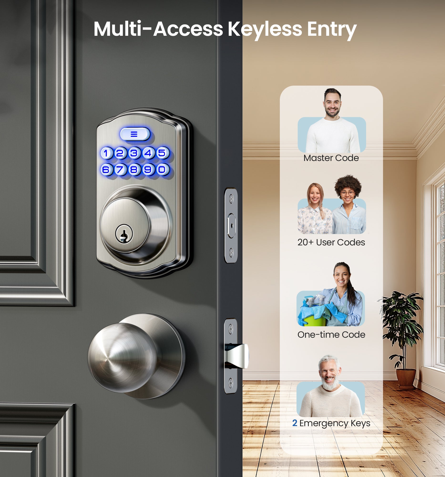 Veise KS01C Keypad Deadbolt Lock with Knobs