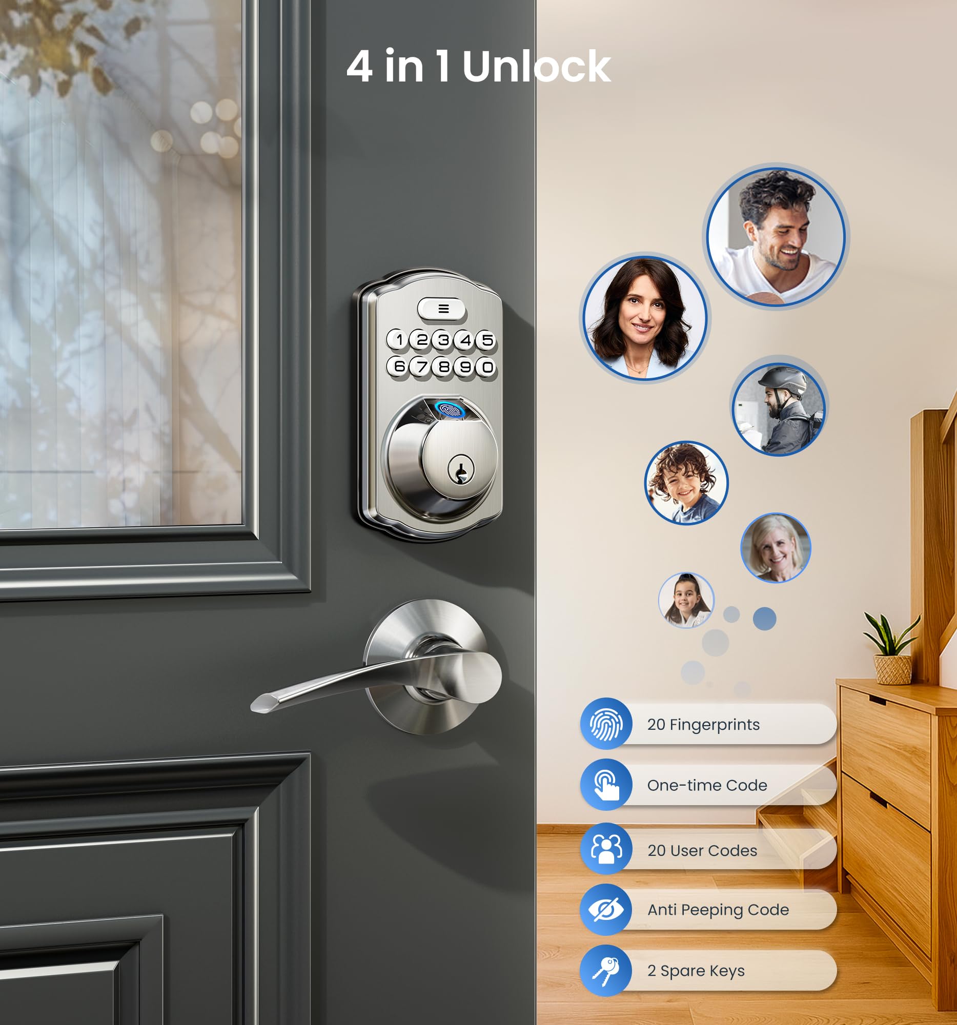 Veise KS02A  Fingerprint Keypad Deadbolt Lock