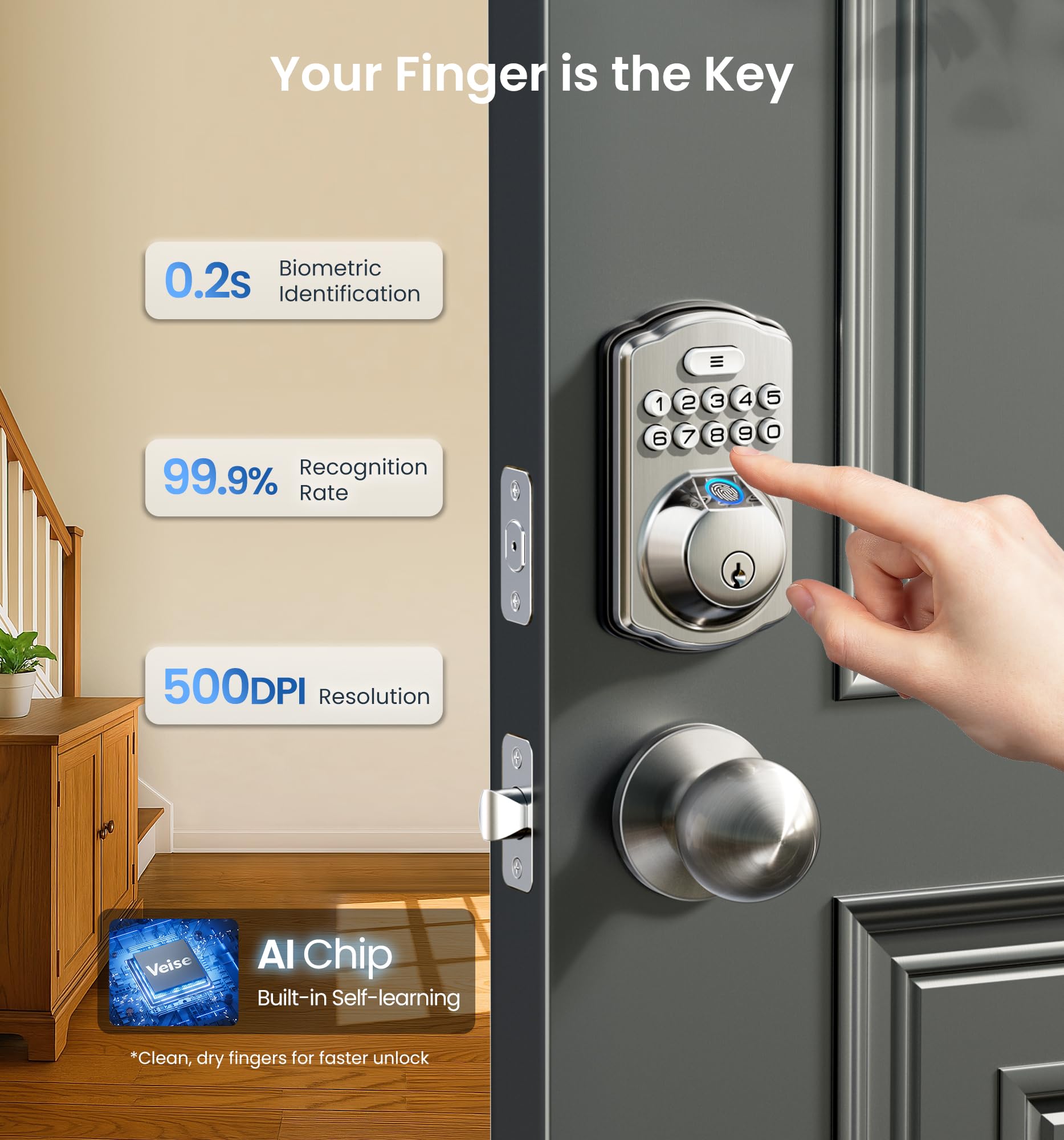 Veise KS02A  Fingerprint Keypad Deadbolt Lock