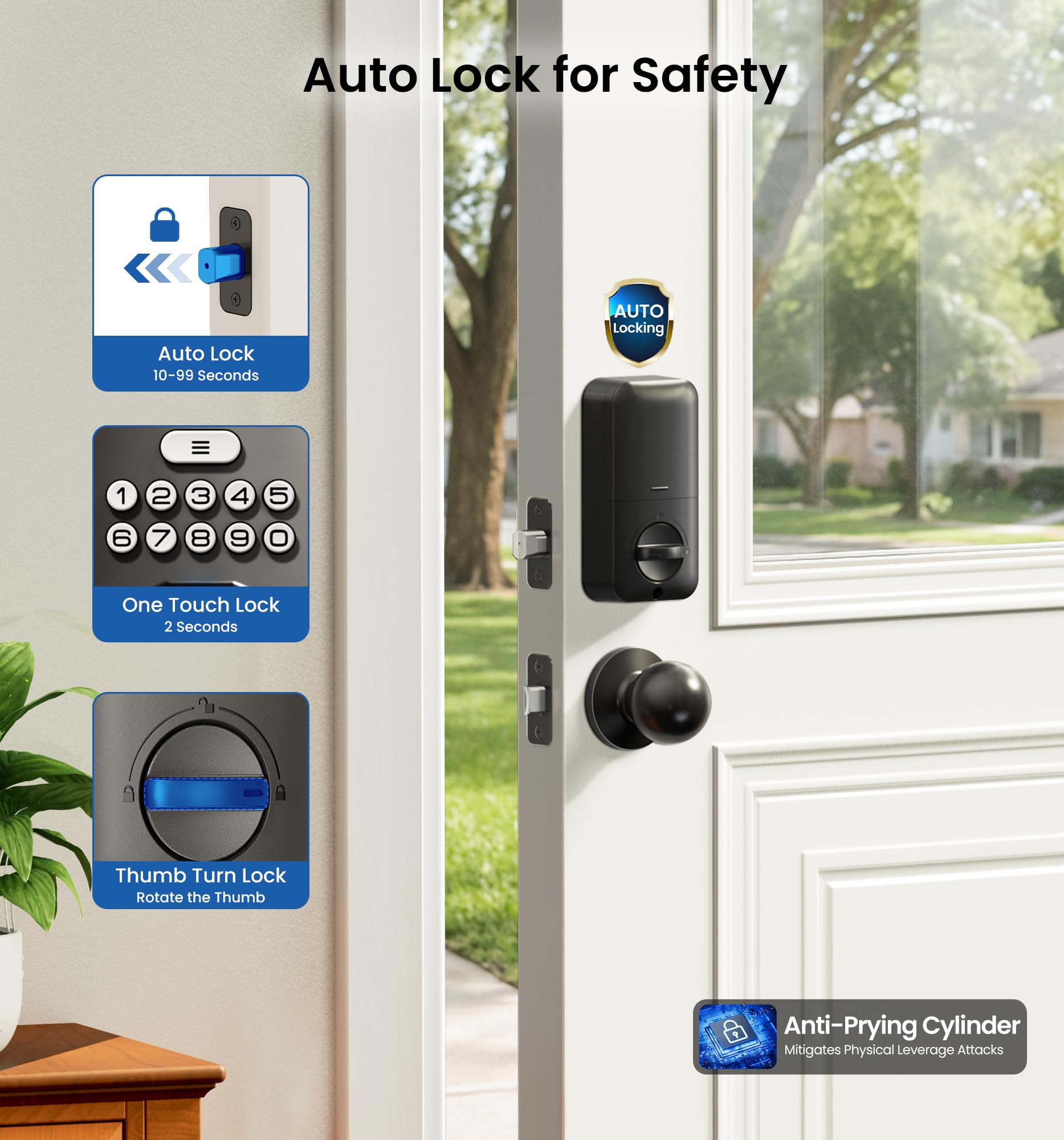 Veise KS02C Fingerprint Deadbolt Lock with Knobs