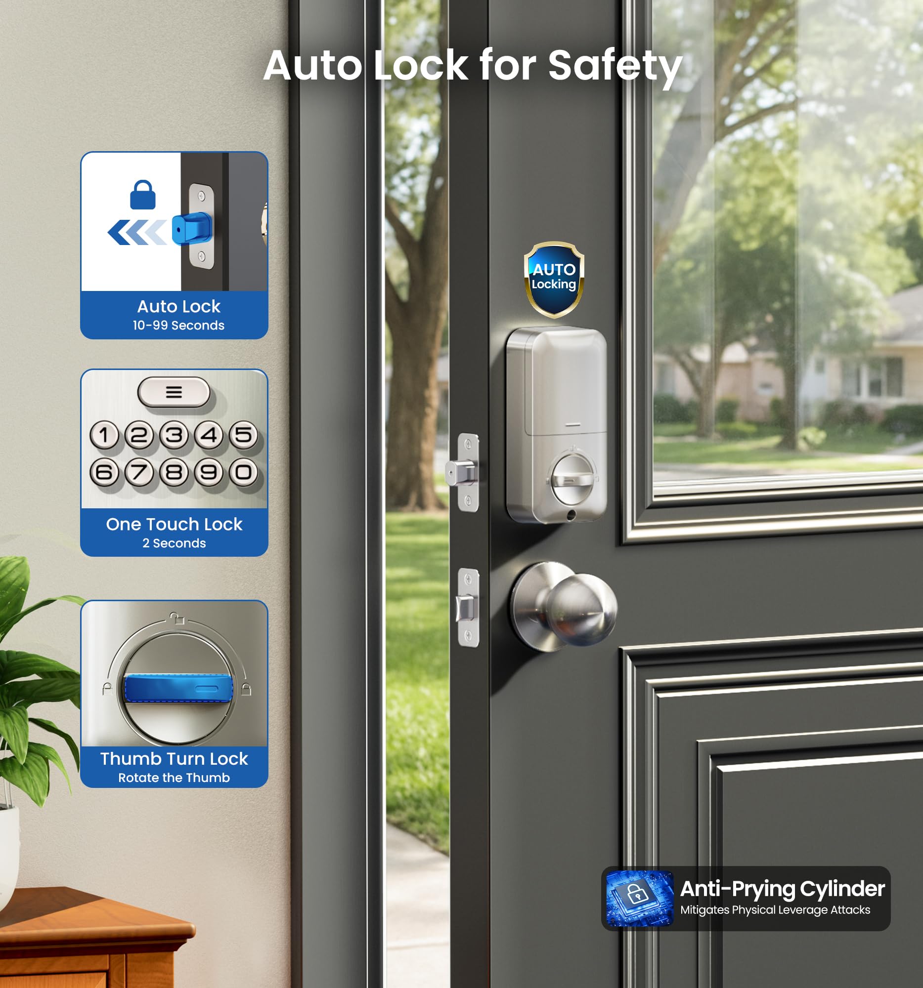 Veise KS02C Fingerprint Deadbolt Lock with Knobs