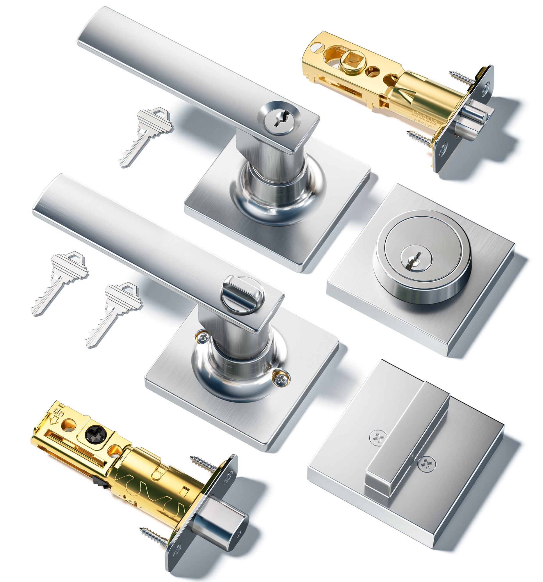 Veise ZLY01 Square Front Door Handle Set with Deadbolt