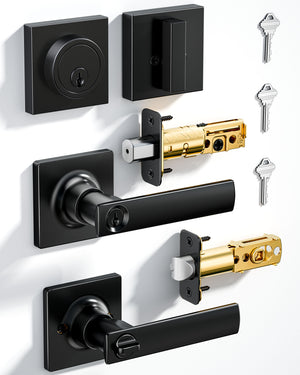 Veise ZLY01 Square Front Door Handle Set with Deadbolt