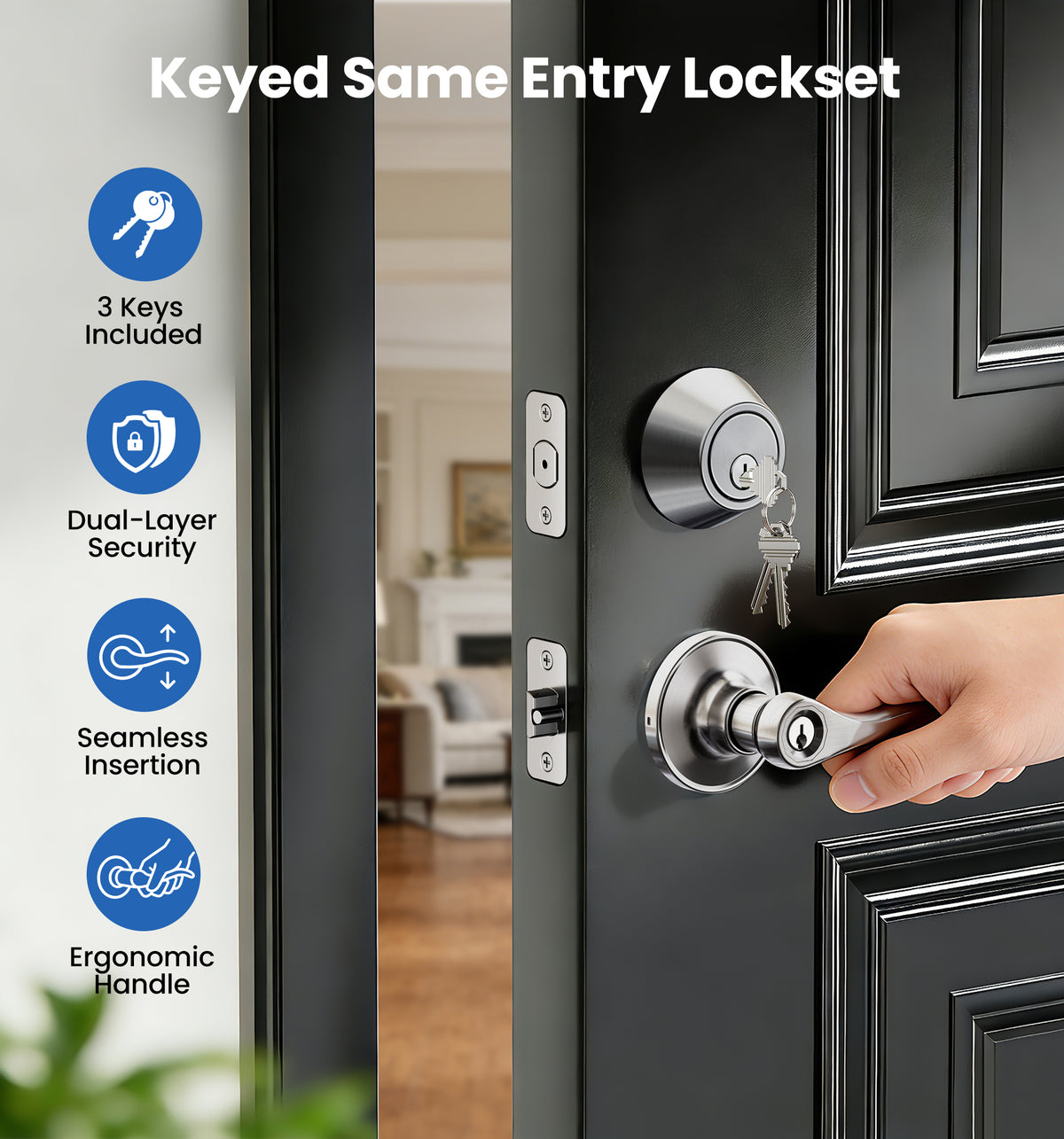 DL01-S Lever lock with deadbolt set #Color_Satin Nickel