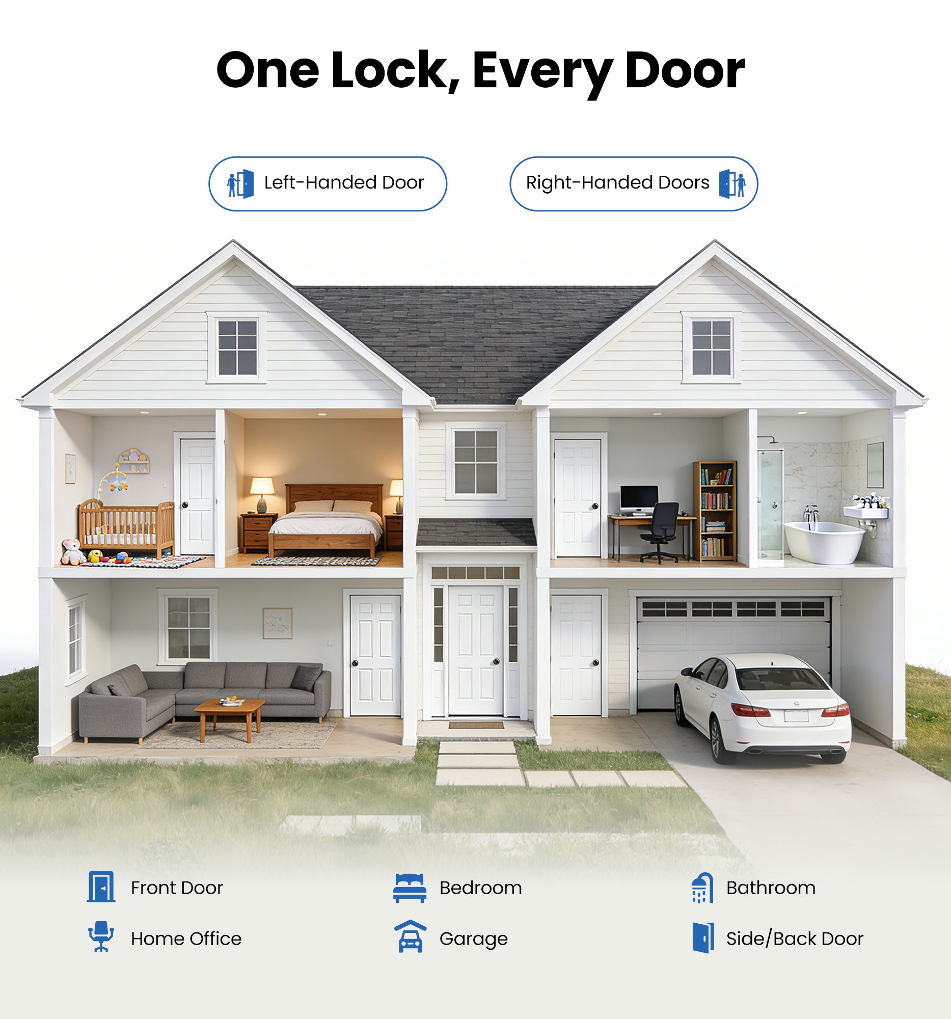 Veise K01 Keyed Entry Door Knob with Lock & Key