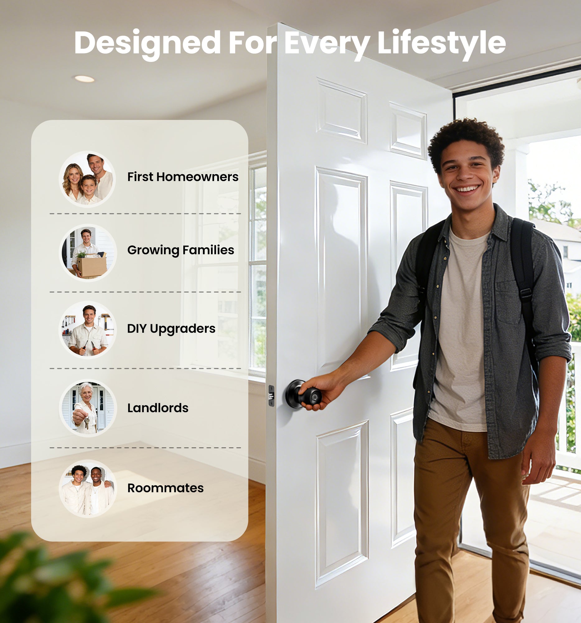 Veise K01 Keyed Entry Door Knob with Lock & Key