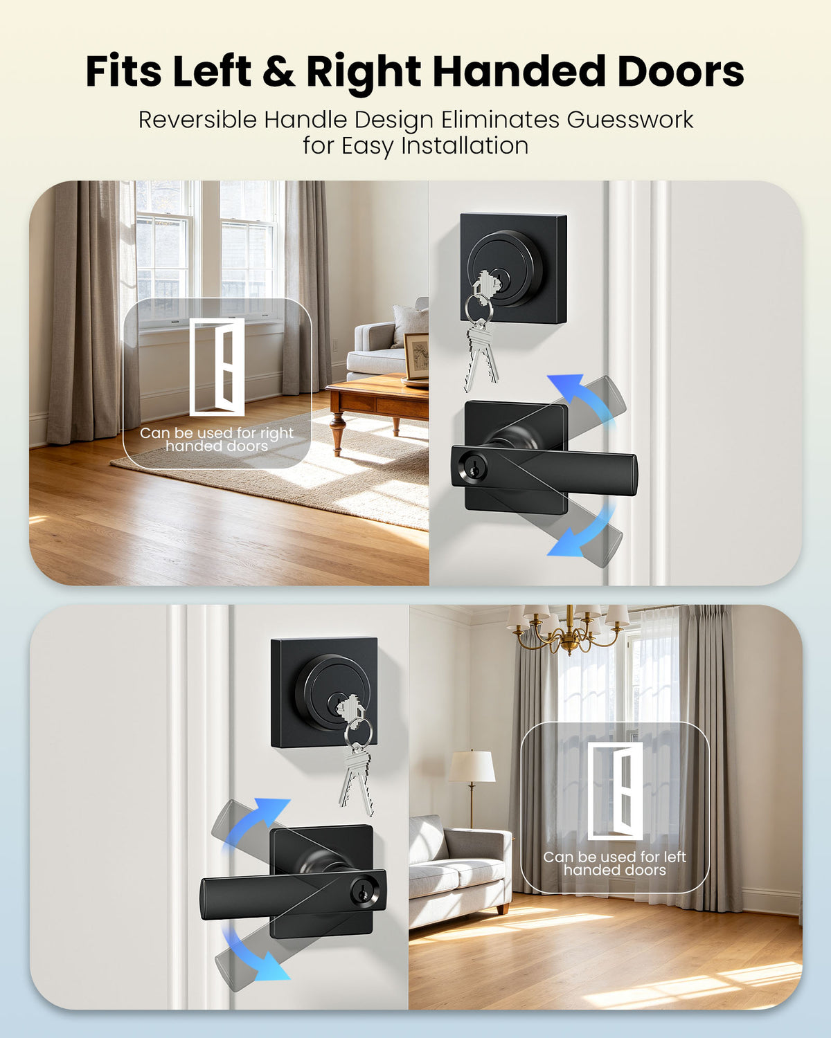 ZLY01 Square Front Door Handle Set with Deadbolt #Color_Matte Black