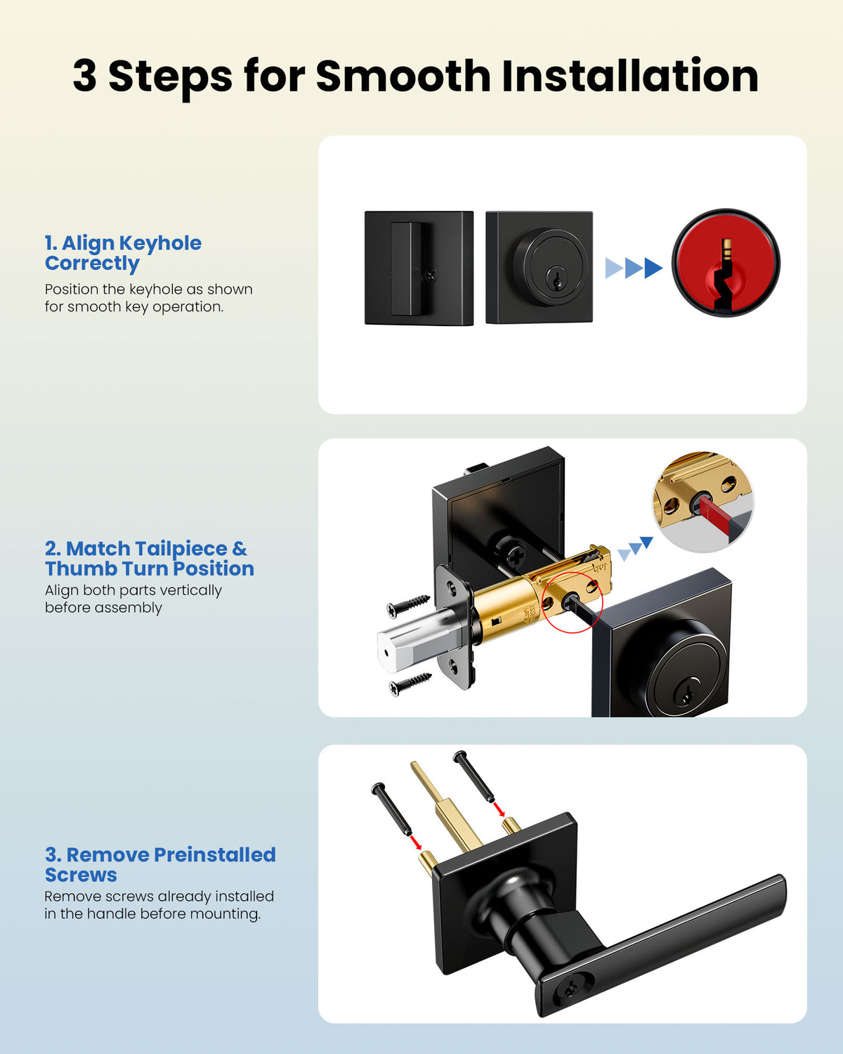 ZLY01 Square Front Door Handle Set with Deadbolt #Color_Matte Black