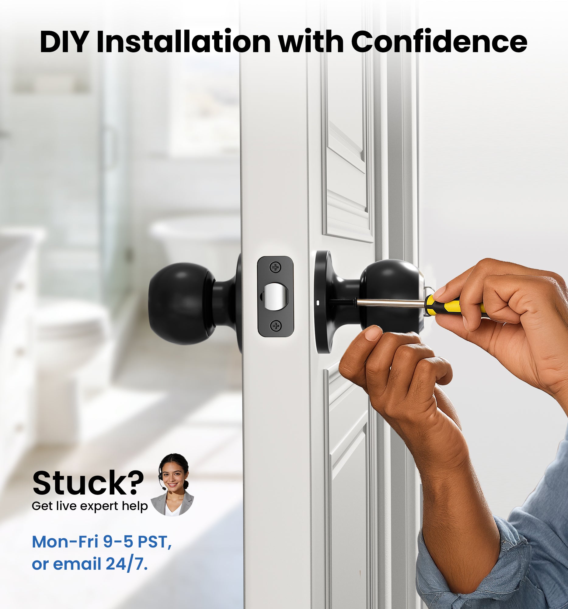 Veise K01 Keyed Entry Door Knob with Lock & Key