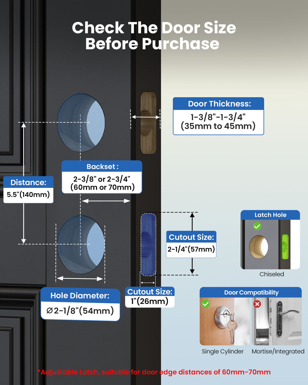 ZLY01 Square Front Door Handle Set with Deadbolt #Color_Satin Nickel