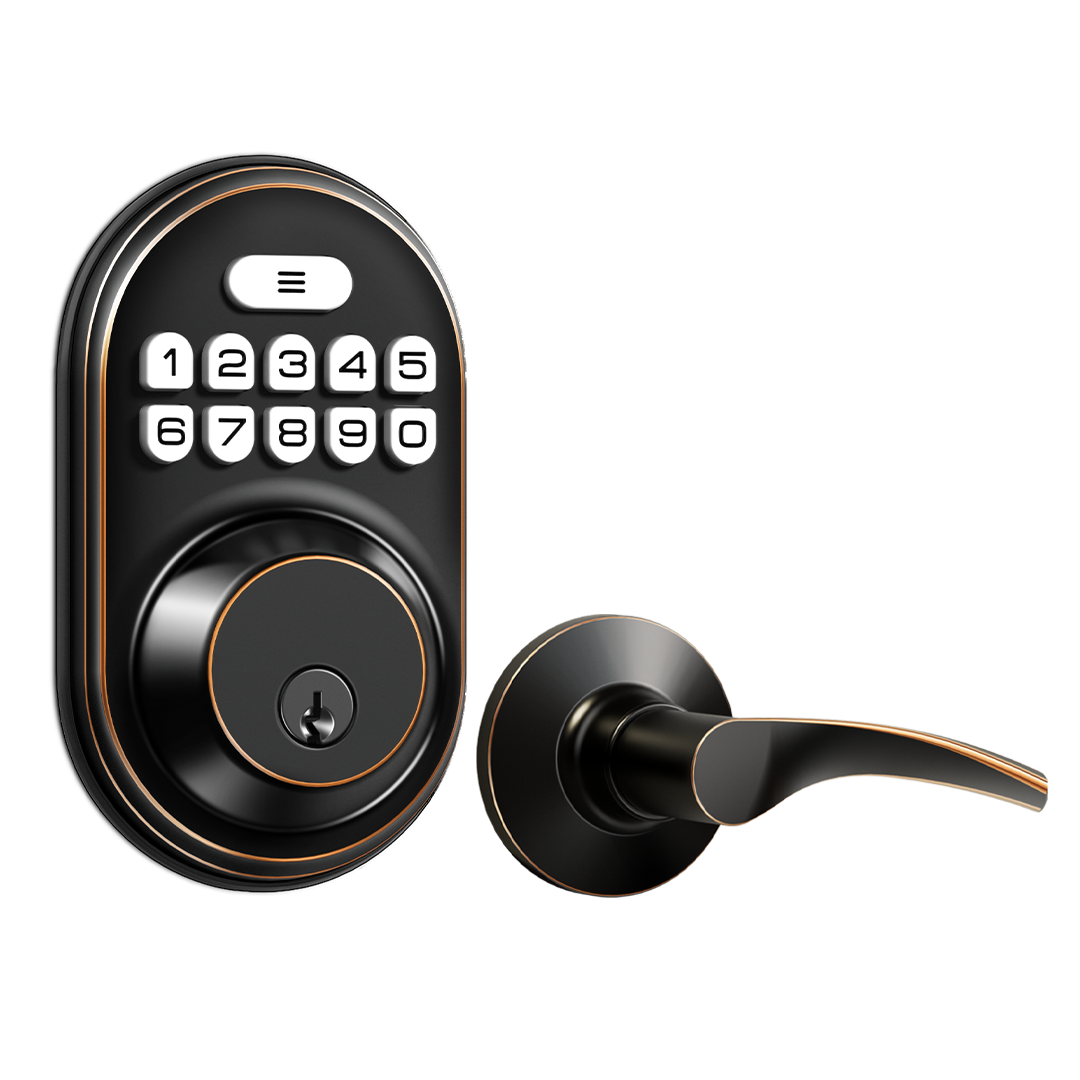 Veise RZ-C Keyless Entry Door Lock with 2 Lever Handles