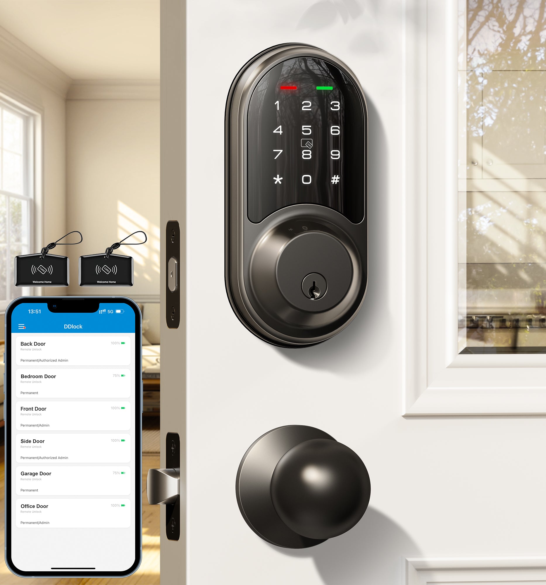 Veise RZ06C Keypad Smart Lock with Knobs