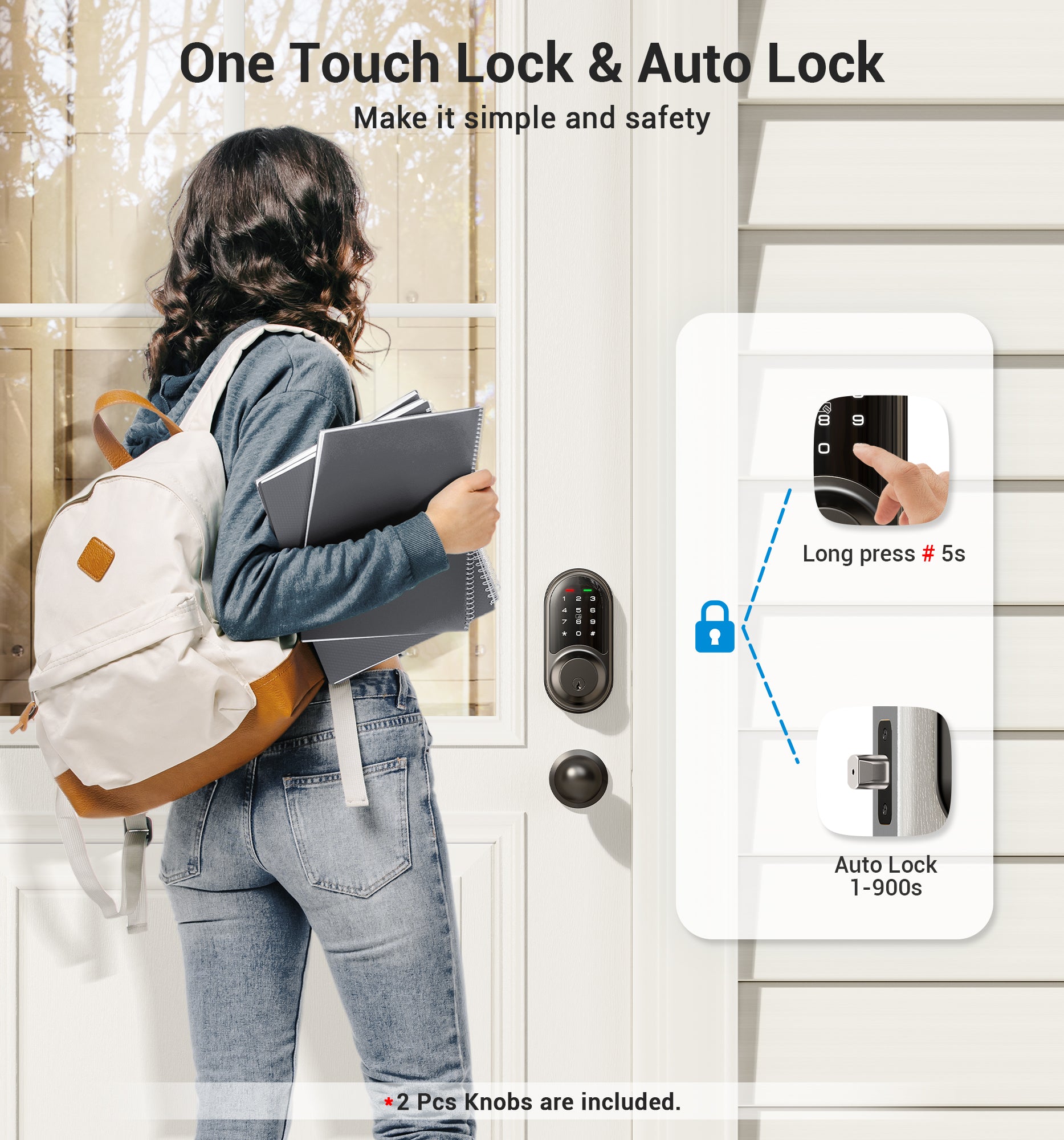 Veise RZ06C Keypad Smart Lock with Knobs