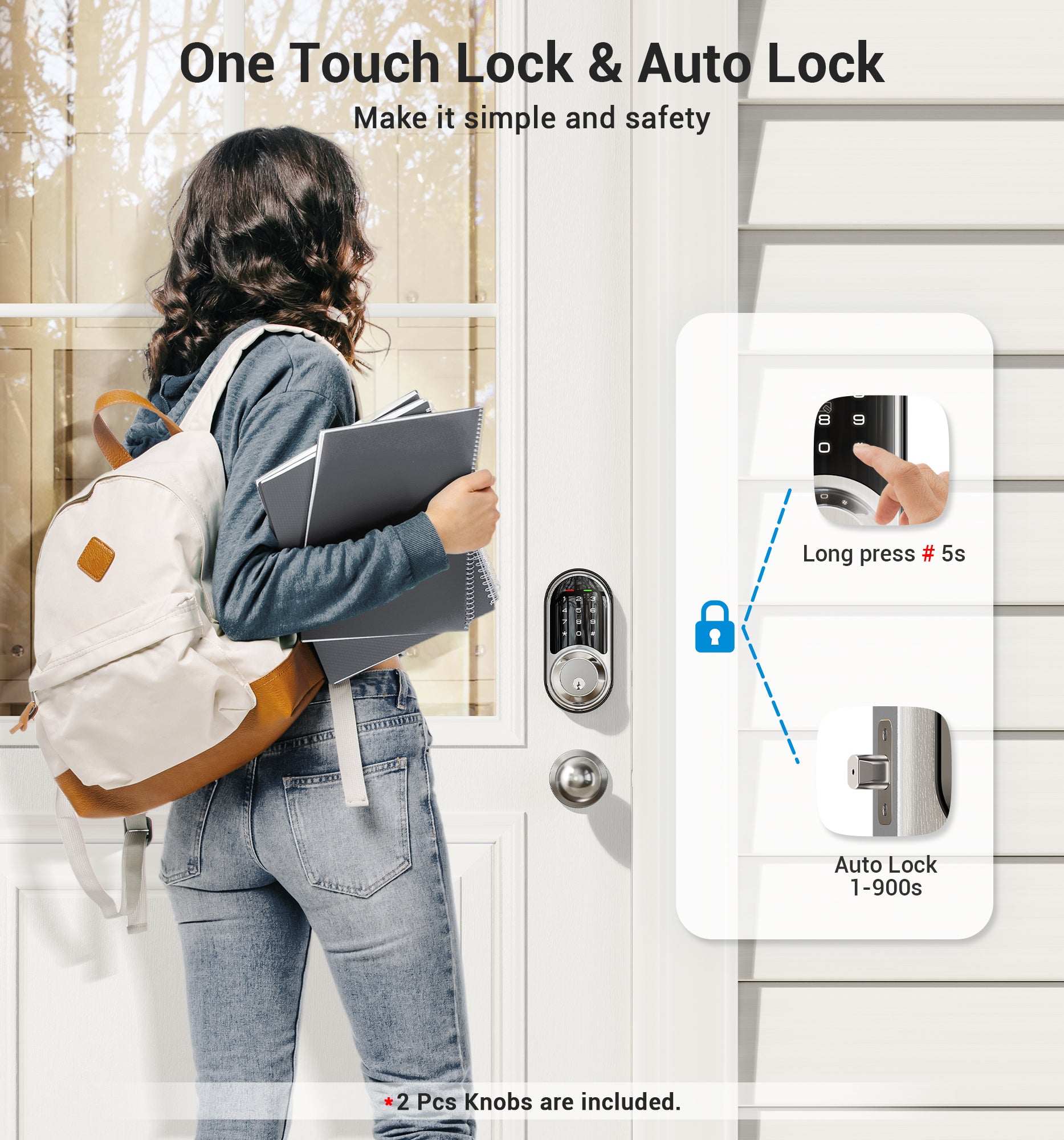 Veise RZ06C Keypad Smart Lock with Knobs
