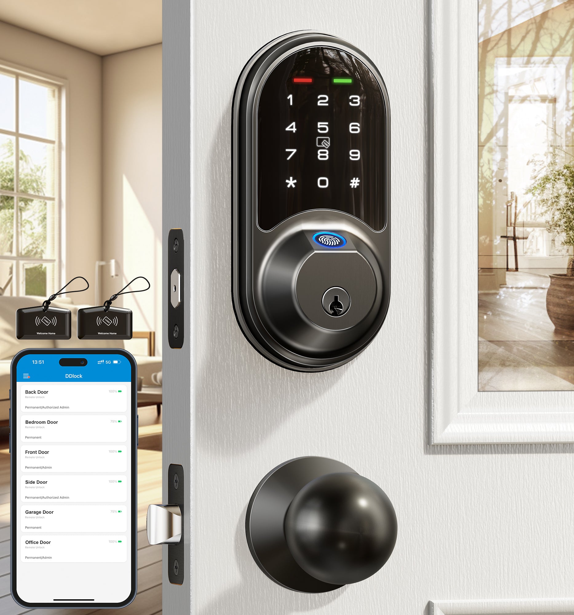 RZ07C Fingerprint Smart Lock with Knobs