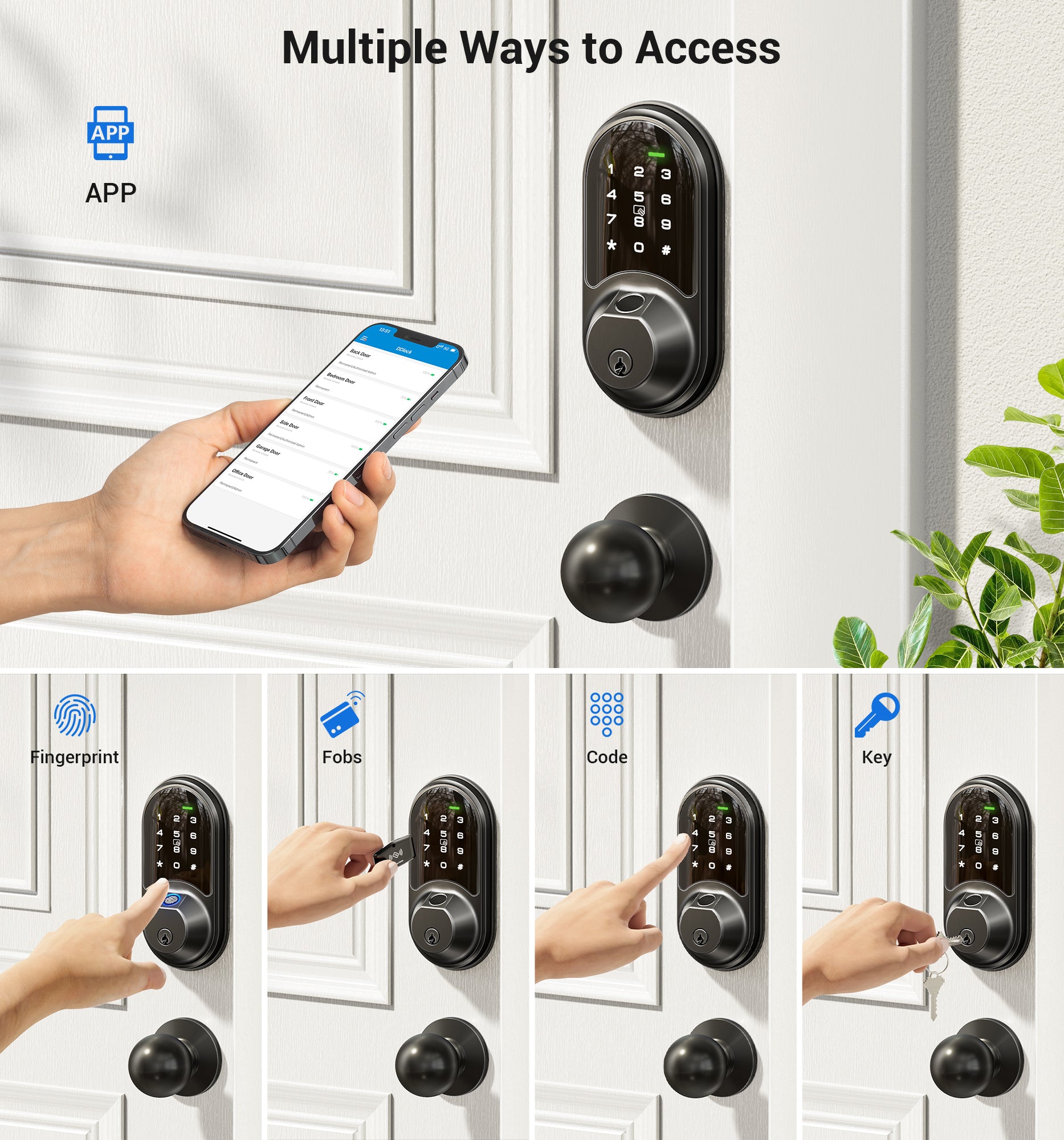 Veise RZ07C Fingerprint Smart Lock with Knobs