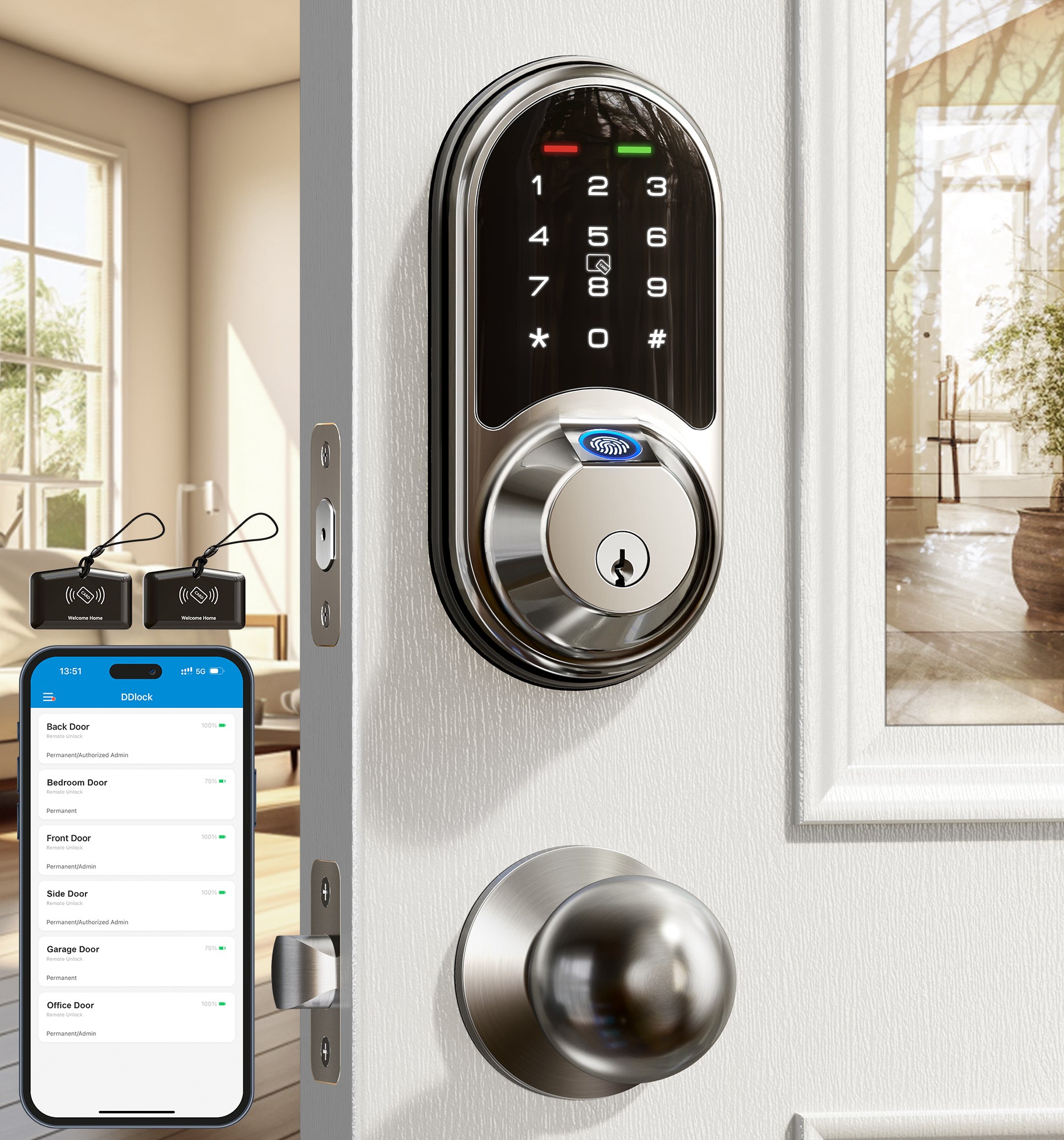 Veise RZ07C Fingerprint Smart Lock with Knobs