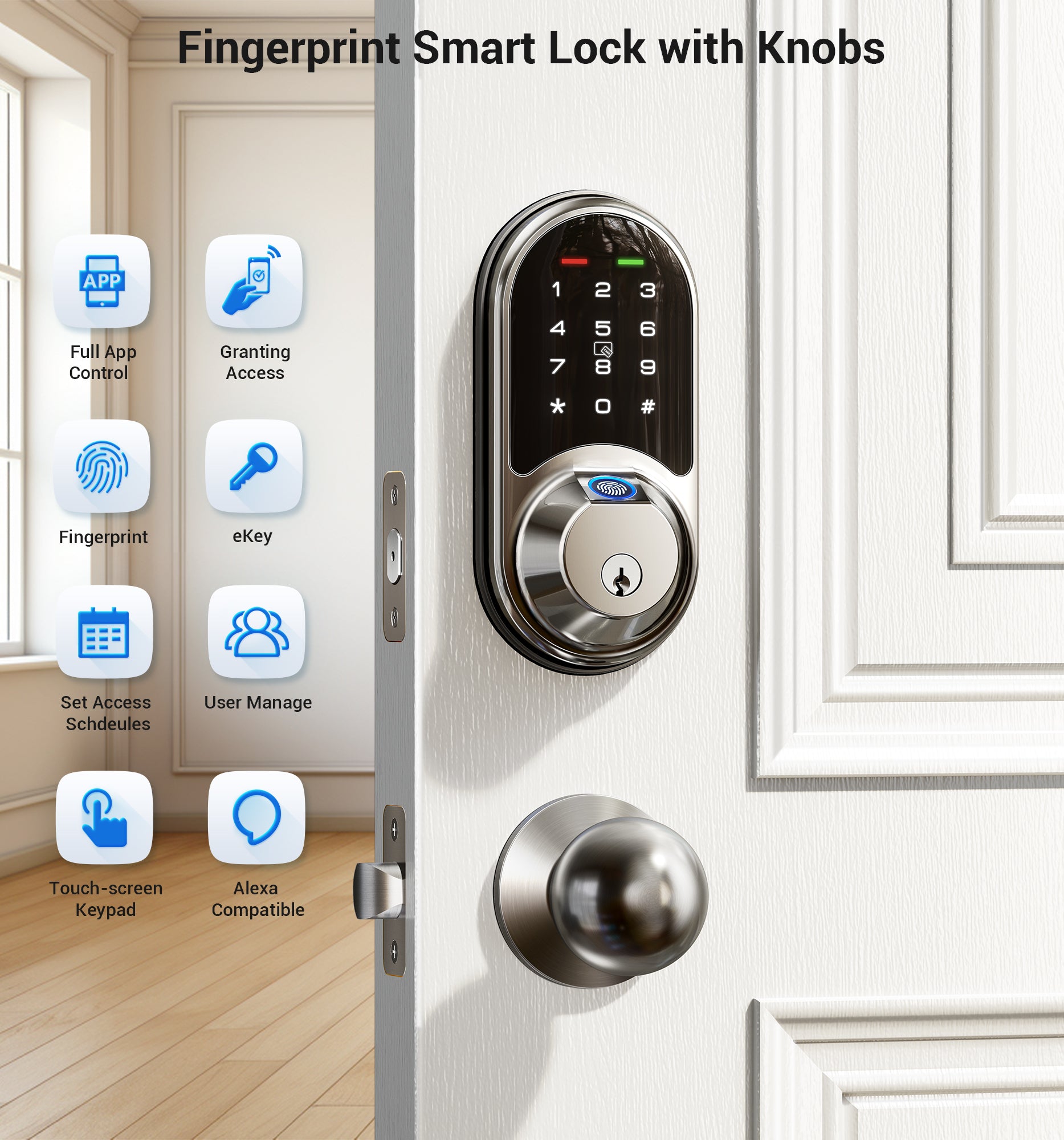 Veise RZ07C Fingerprint Smart Lock with Knobs