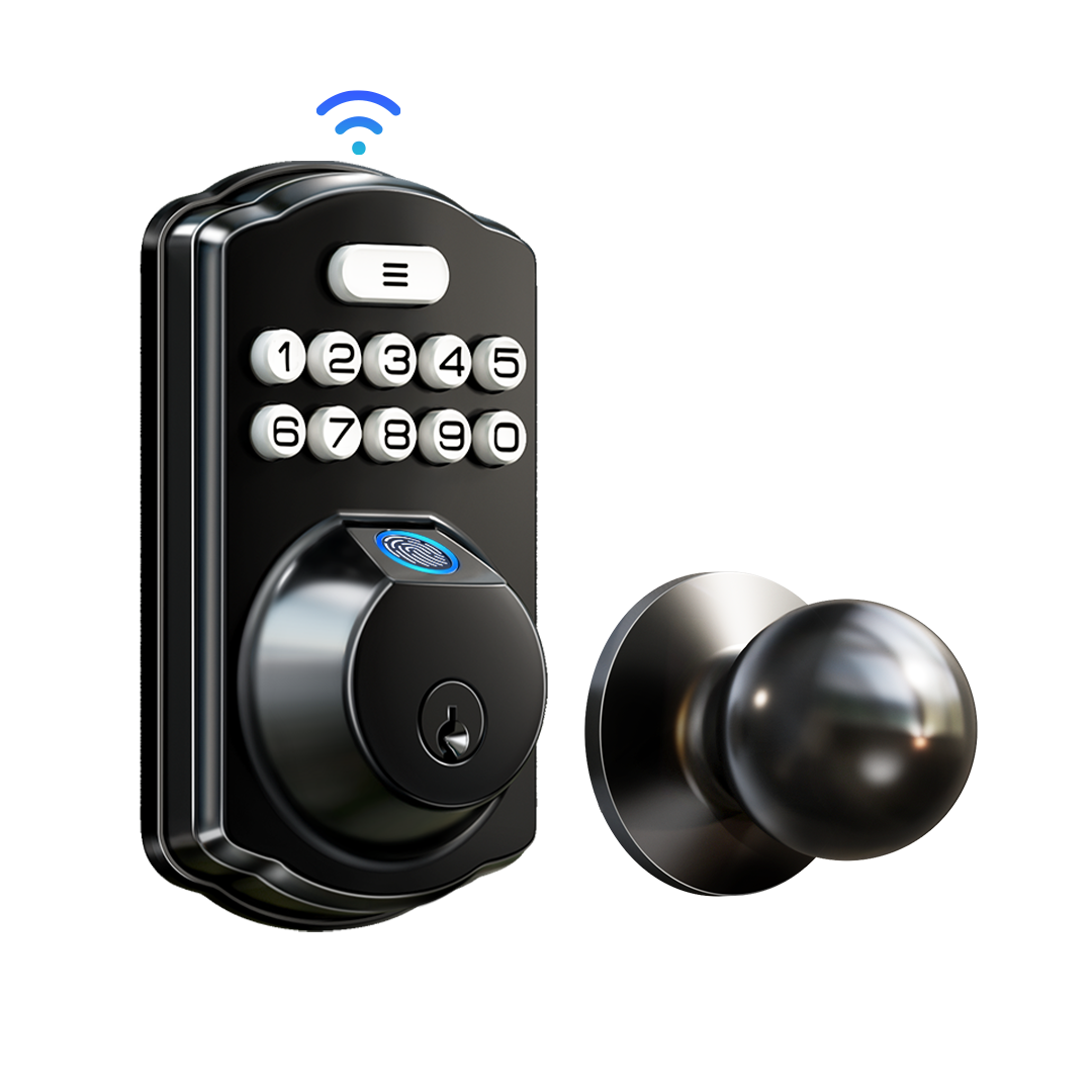Veise VE012W-K Built-in WiFi Fingerprint Smart Lock with 2 Knobs