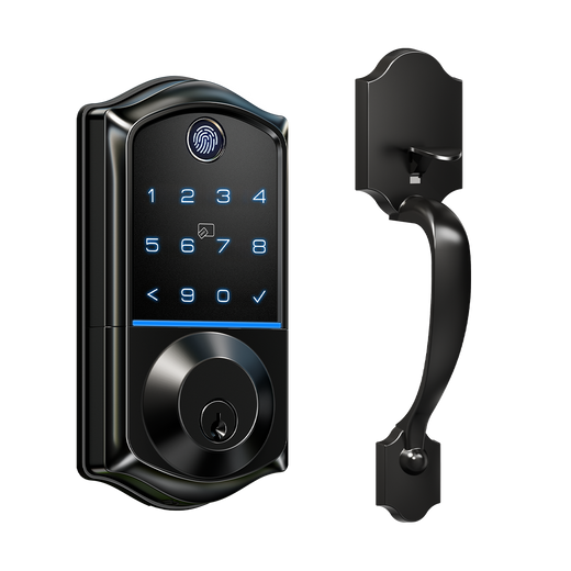 Veise VE017-H Fingerprint Smart Lock with Handle Set #Color_Matte Black