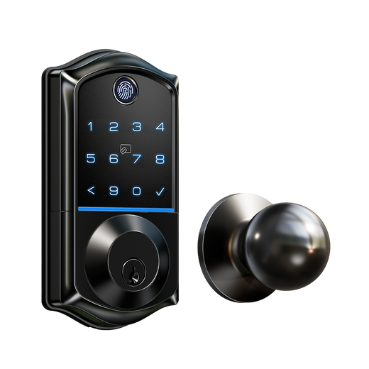 Veise VE017-K Fingerprint Smart Lock with 2 Knobs #Color_Matte Black