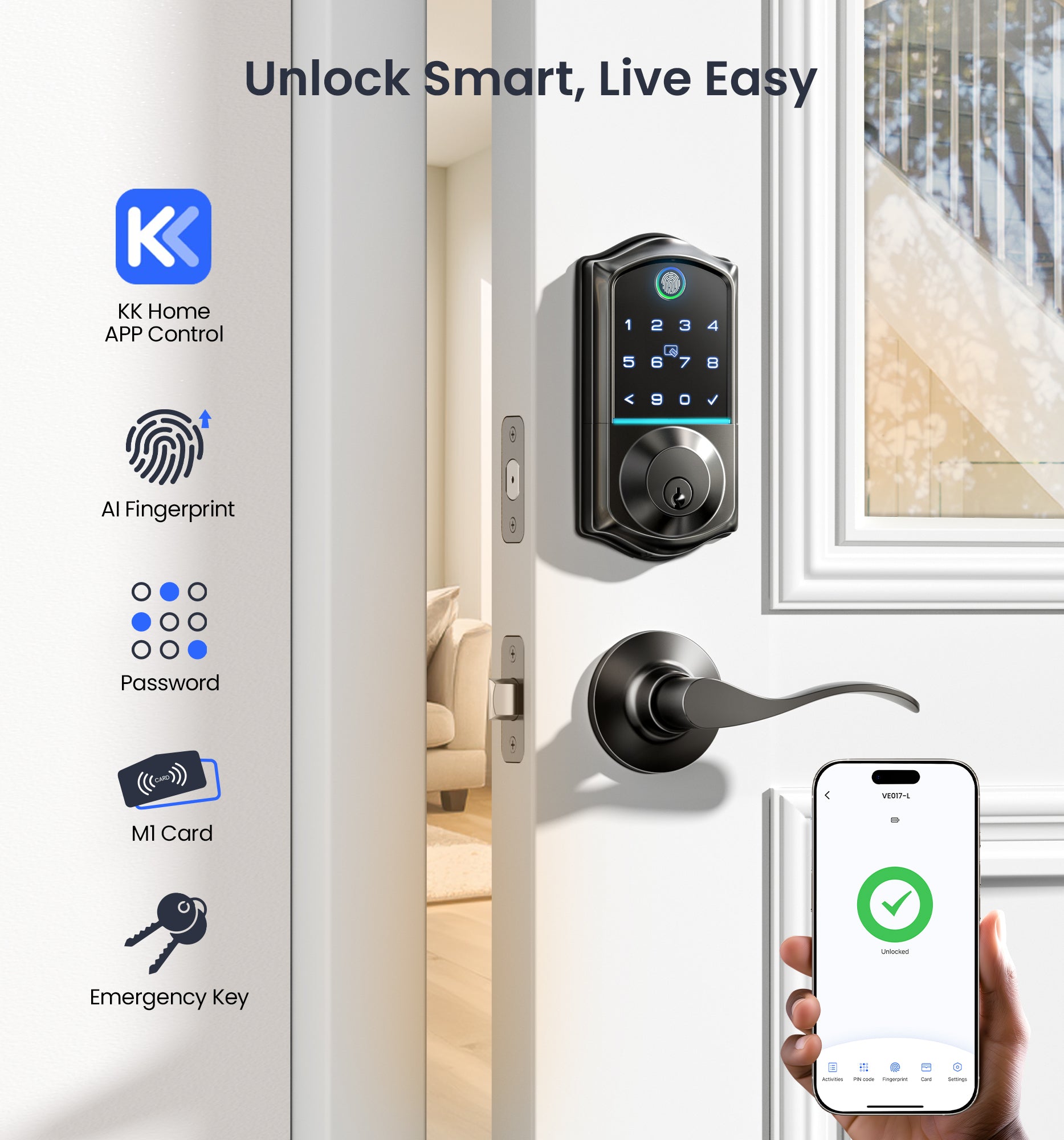 Veise VE017-L Fingerprint Smart Lock with Levers