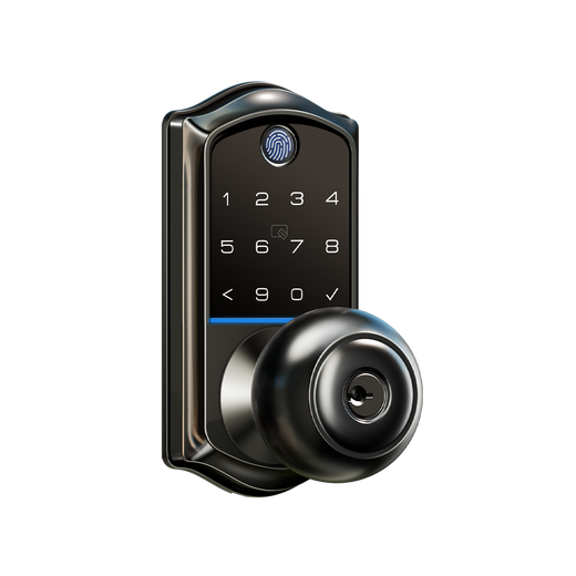 Veise VE018 Fingerprint Smart Lock with Knob #Color_Satin Nickel