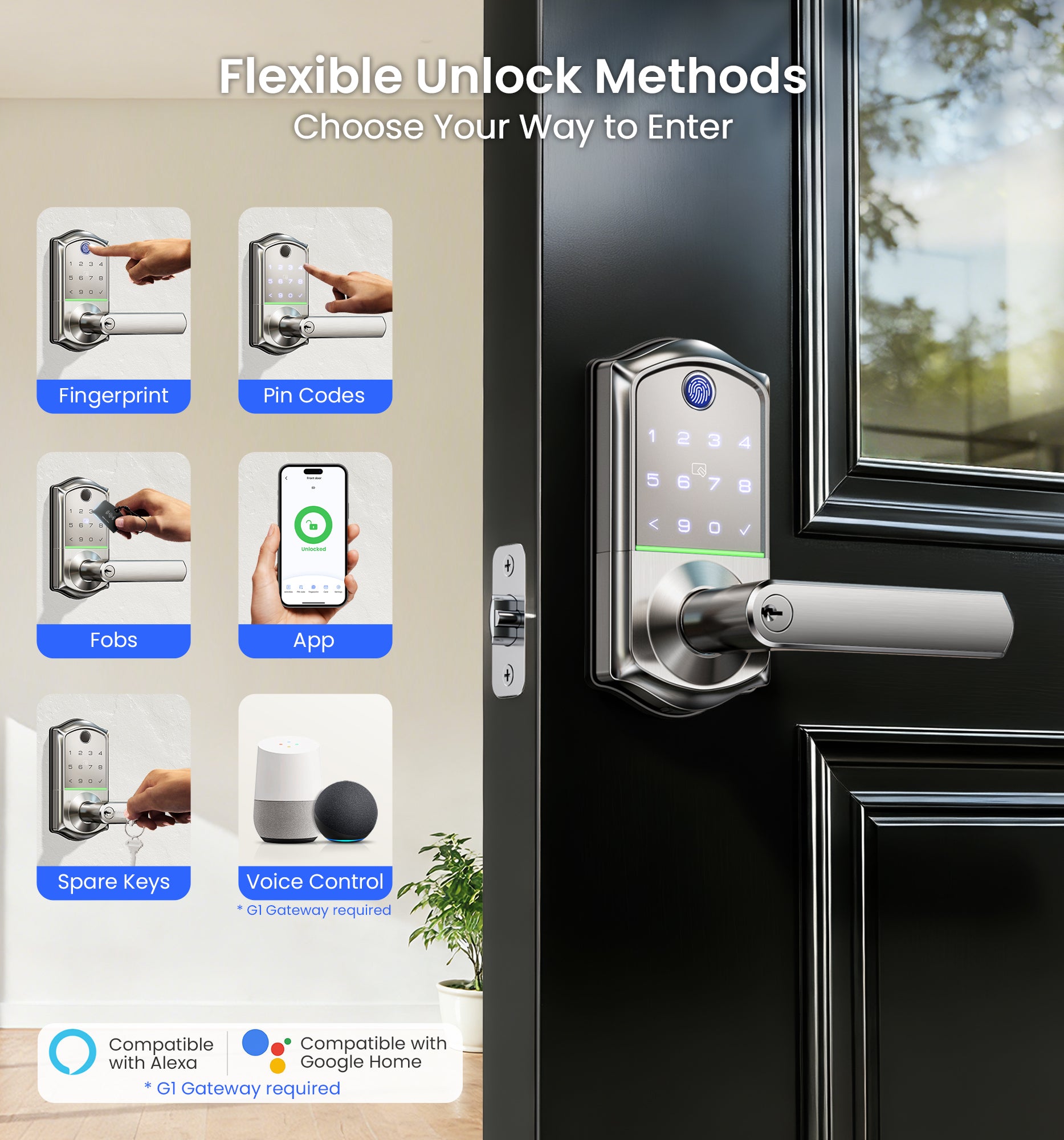 Veise VE019 Fingerprint Smart Lock with Handle