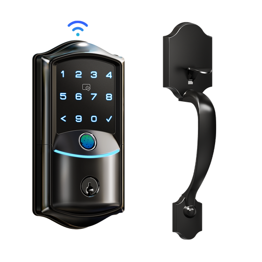 Veise VE027-H Wi-Fi Fingerprint Smart Deadbolt Lock with Handleset #Color_Matte Black